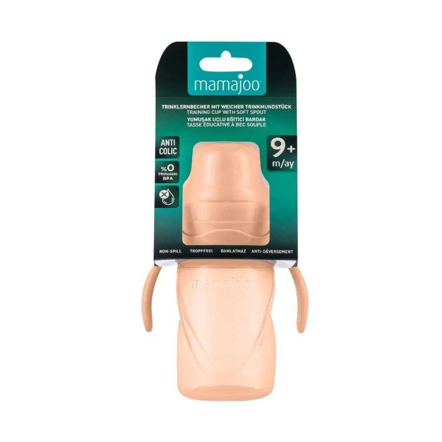Mamajoo Kulplu Akıtmaz Eğitici Bardak 270 ml&Anti-Kolik Uç Powder Blush