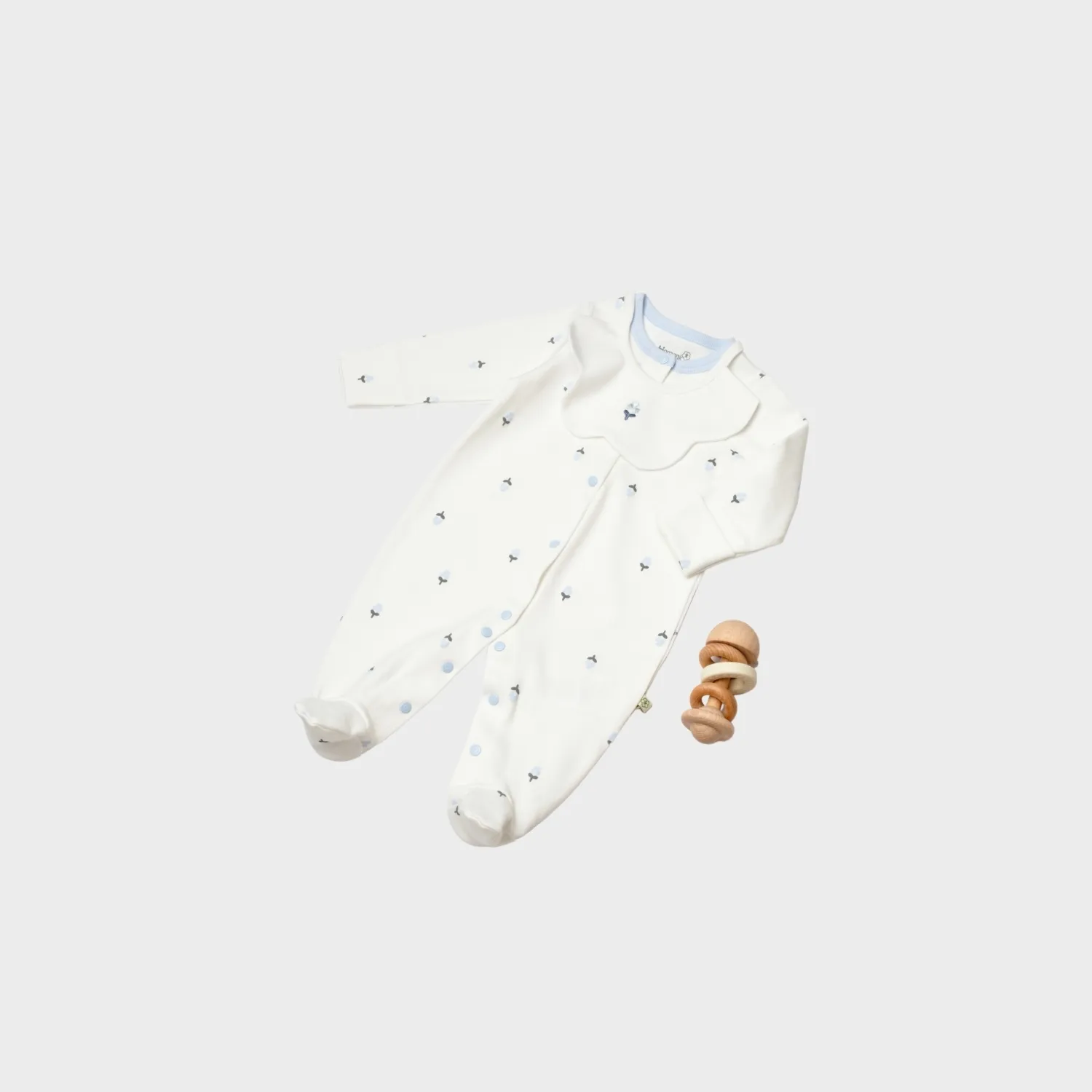 Bibaby Organik Tulum Love Floral Ekru - Lila