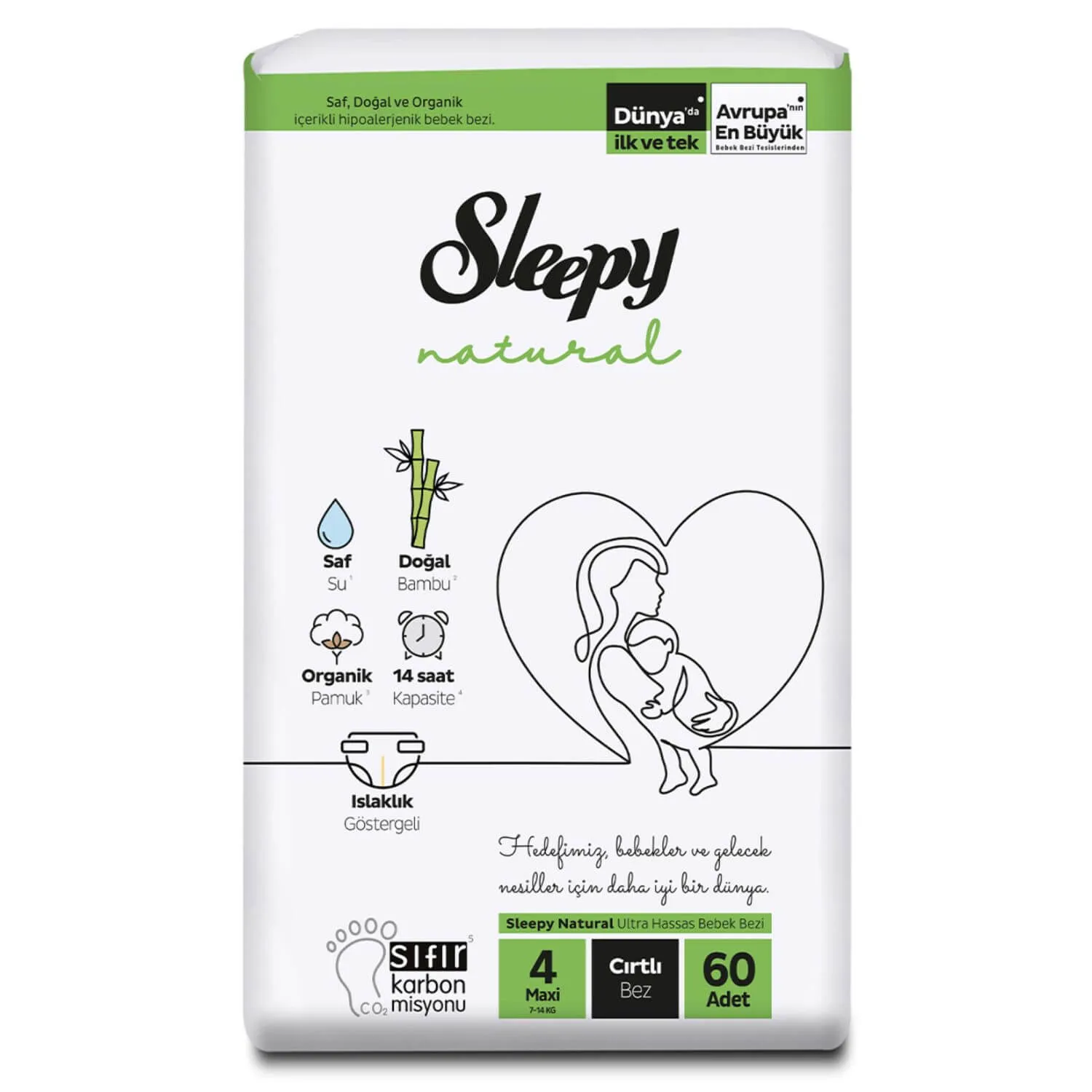 Sleepy Natural Bebek Bezi 4 Beden Maxi 7-14 Kg 60lı Jumbo Paket