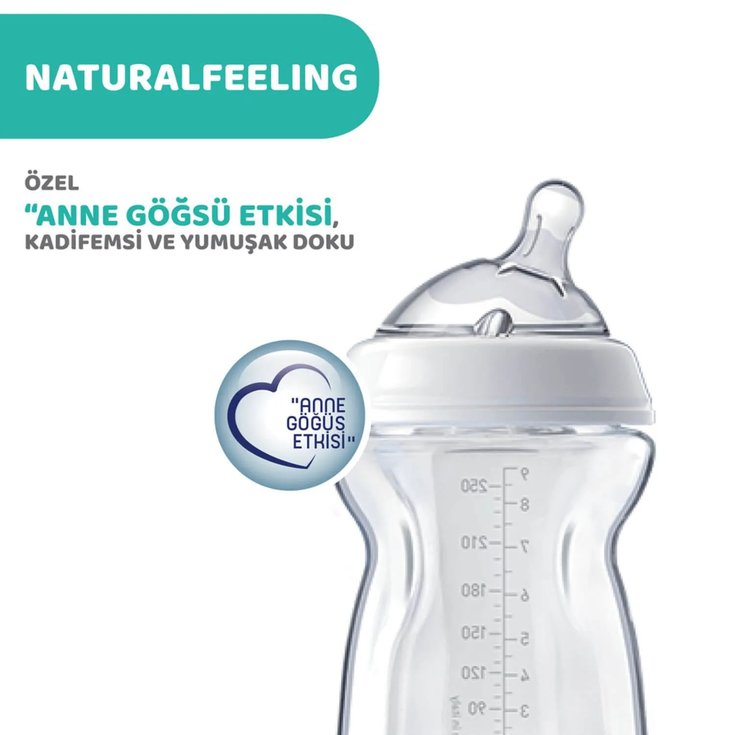 Chicco Natural Feeling Silikon Emzikli Cam Biberon 250 ml 0+ Ay