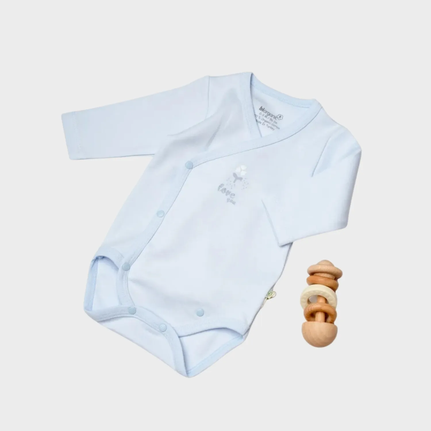 Bibaby Organik Body Kruvaze Love Floral Ekru - Lila
