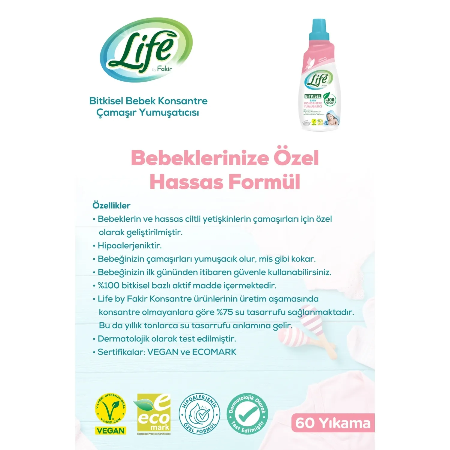 Life by Fakir Baby %100 Bitkisel Konsantre Yumuşatıcı 1500 ml  Life by Fakir Baby %100 Bitkisel Konsantre Yumuşatıcı 1500 ml