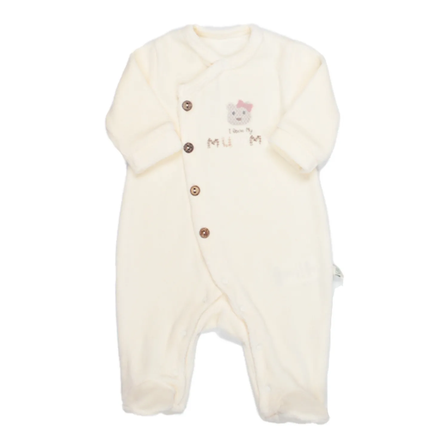 Bistyle Tulum Kadife I Love Mummy Ekru Bistyle Tulum Kadife I Love Mummy Ekru