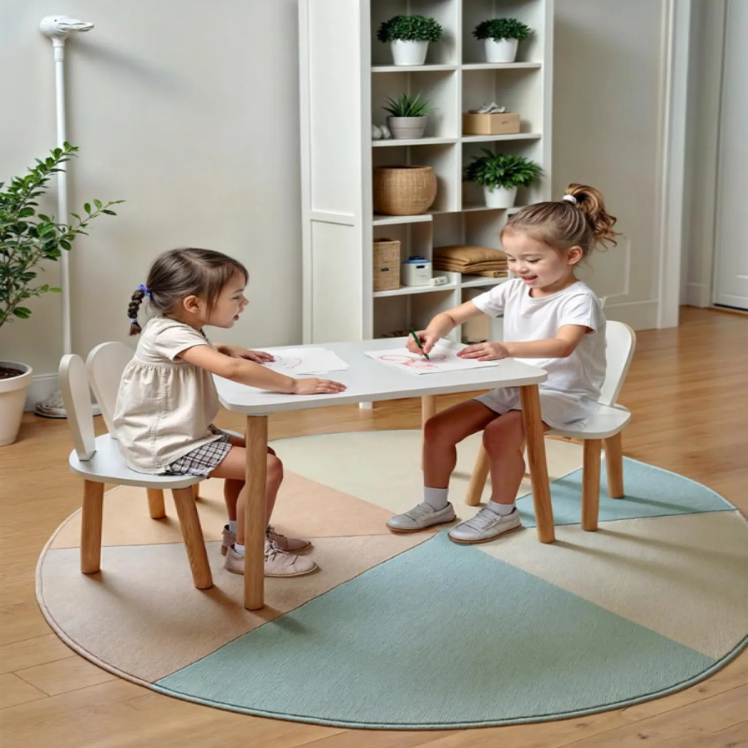 Bee Smart 2 Sandalyeli Masa Seti Beyaz Naturel 
