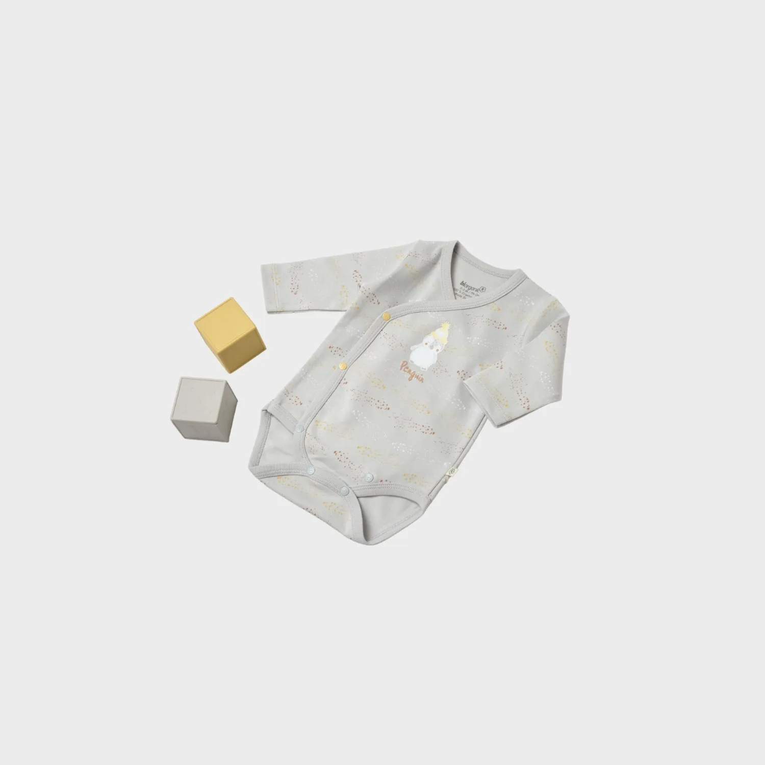 Bibaby Organik Body Kruvaze Penguin Club Ekru - Gri