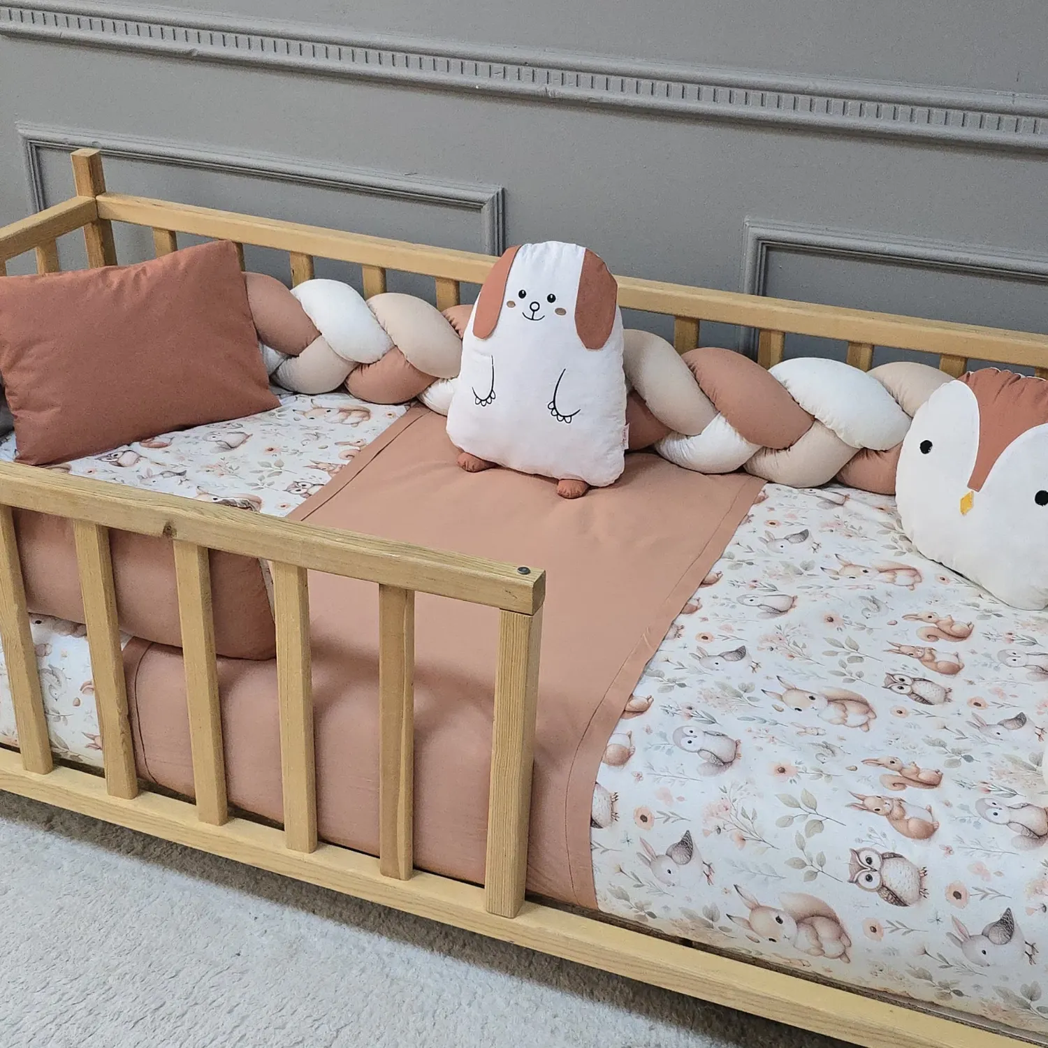Yuar Baby Motessori Örgü Uyku Seti Somon Tavşan