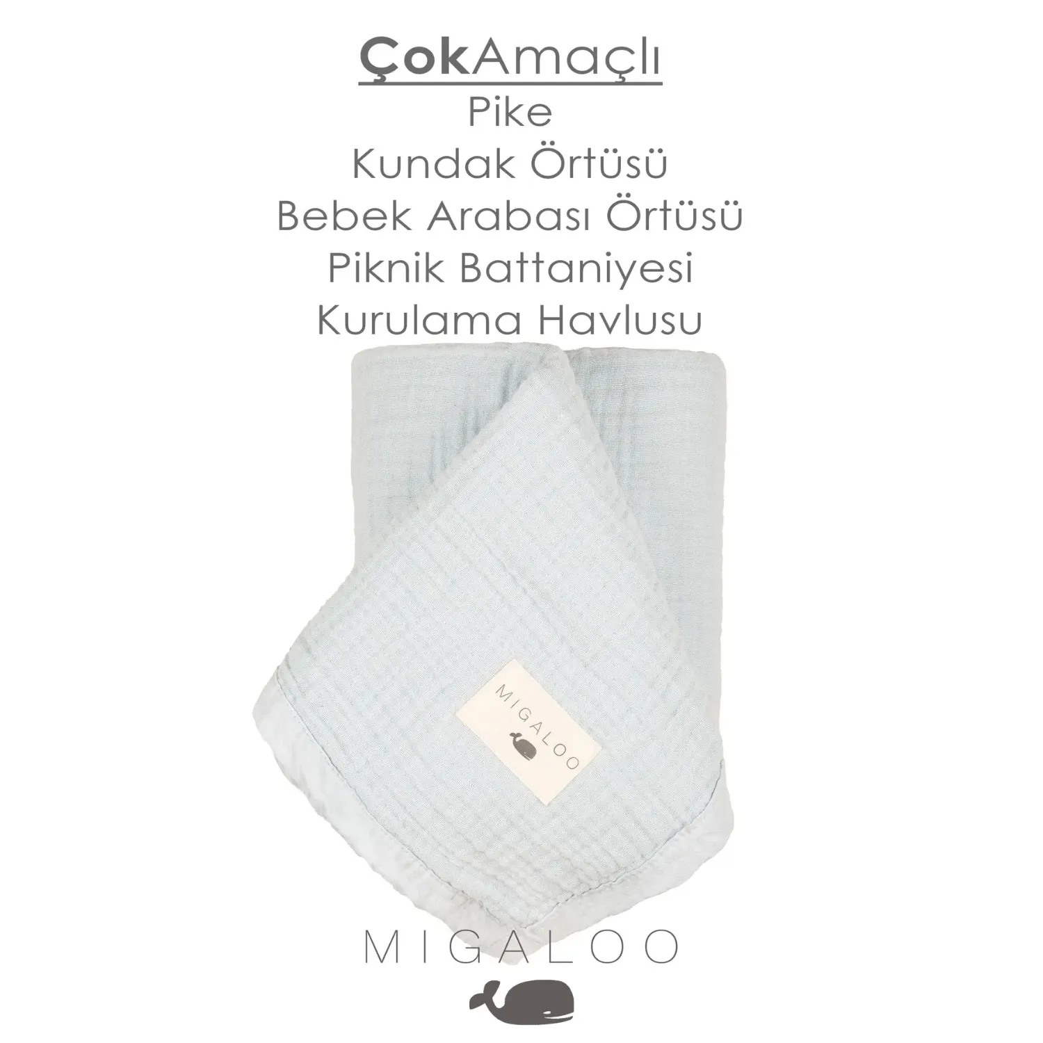 Mixi Baby Müslin Örtü Dört Katlı 90x120 cm Mavi