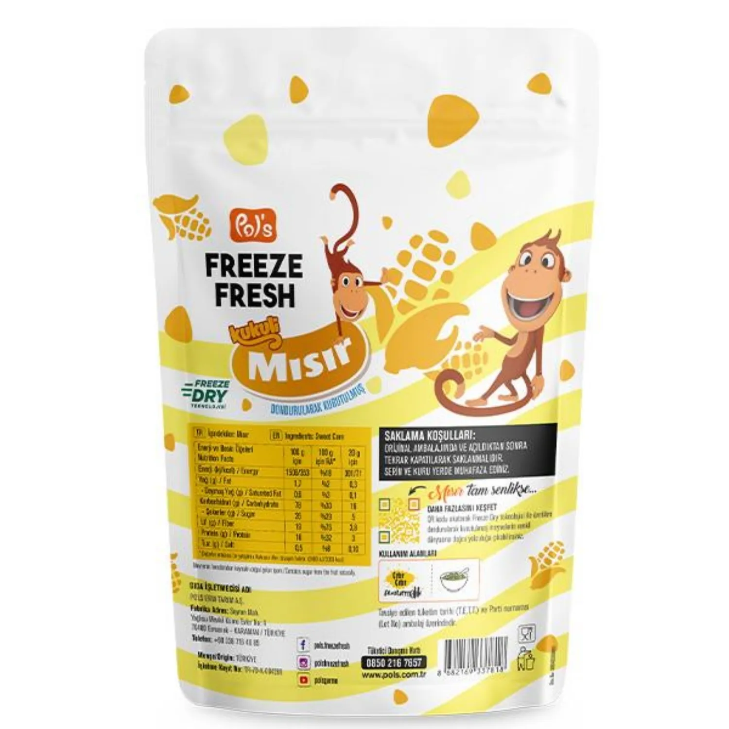 Pol's Freeze Fresh Kukili Dondurularak Kurutulmuş Mısır 25 gr