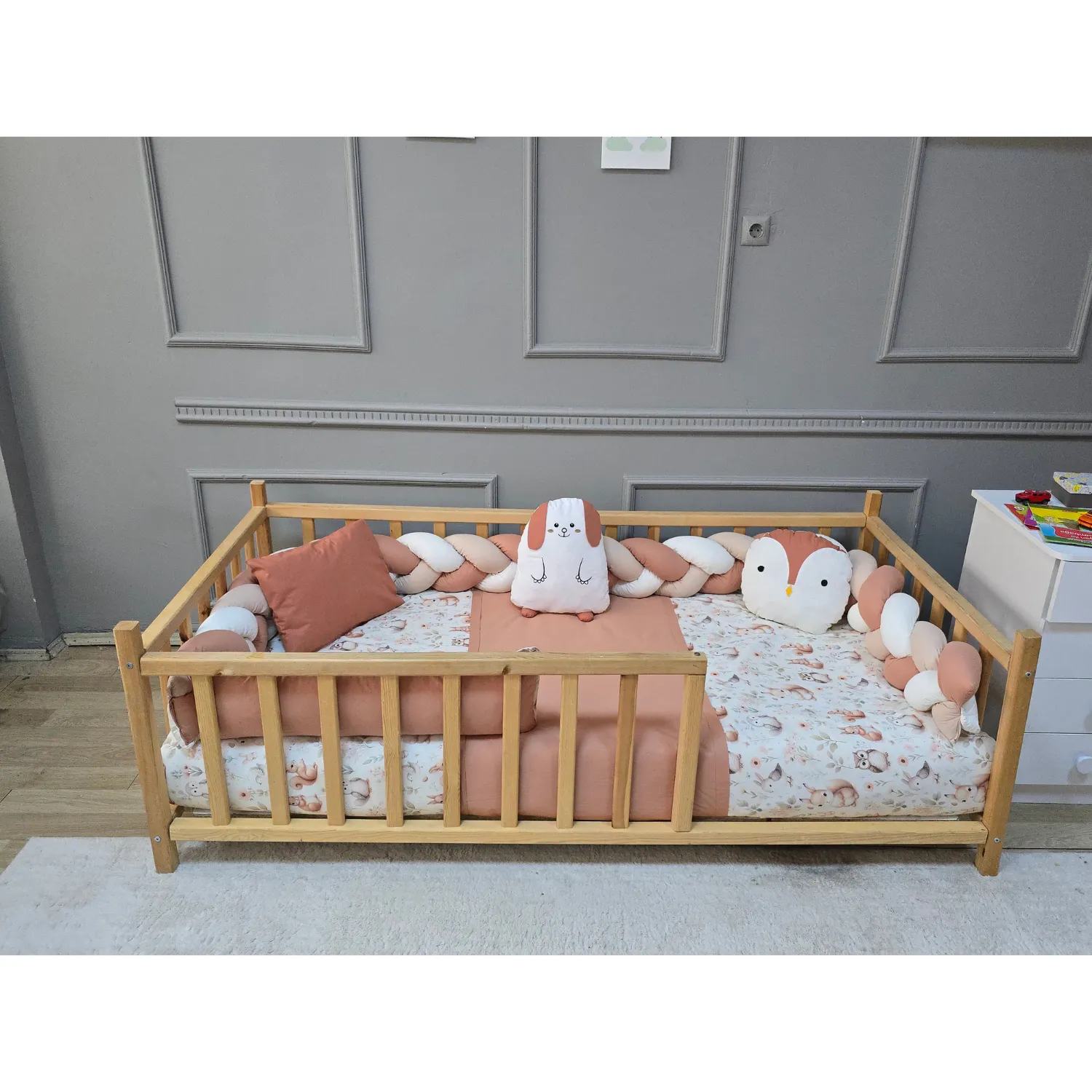 Yuar Baby Motessori Örgü Uyku Seti Somon Tavşan