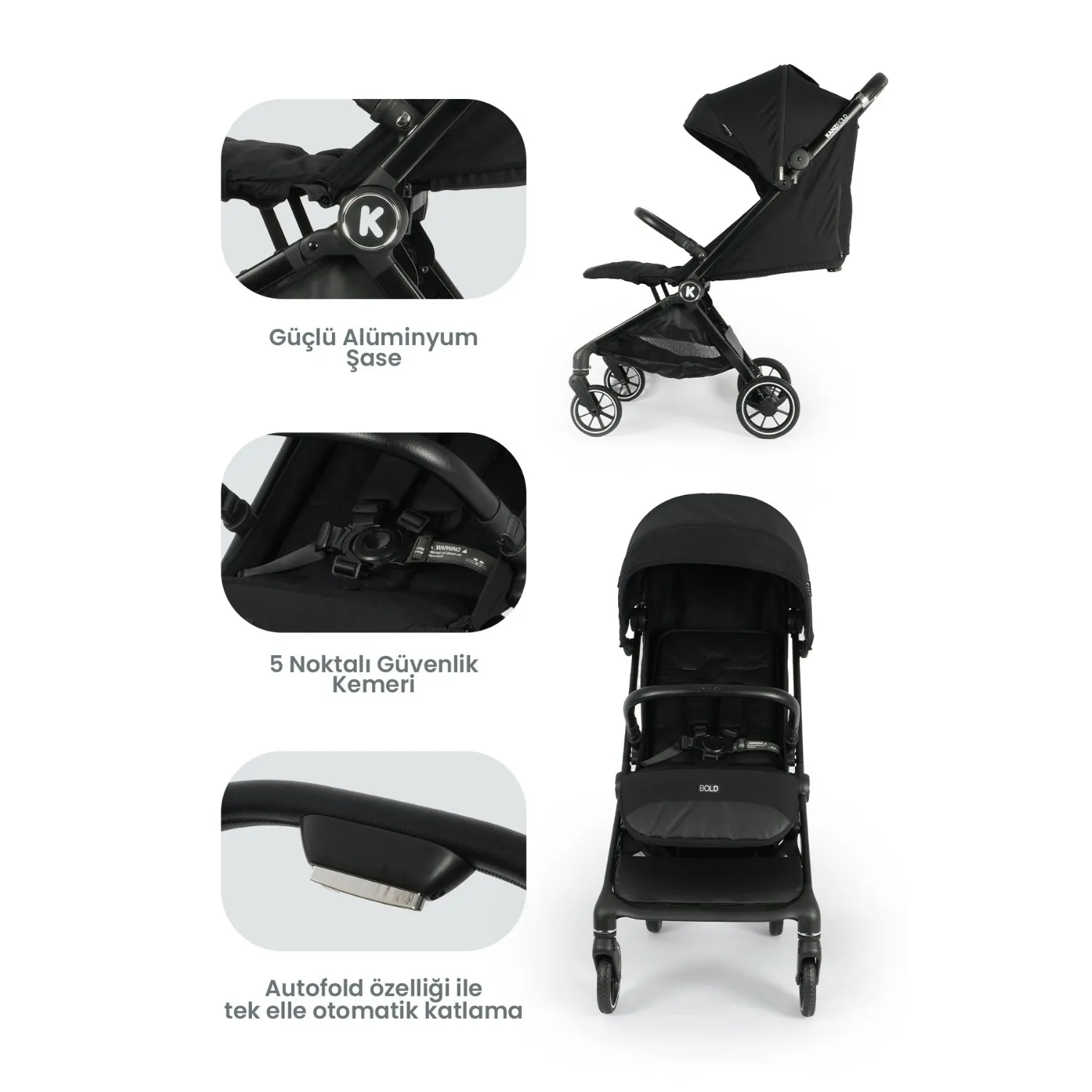 Kanz Bold Bebek Arabası Iron Black