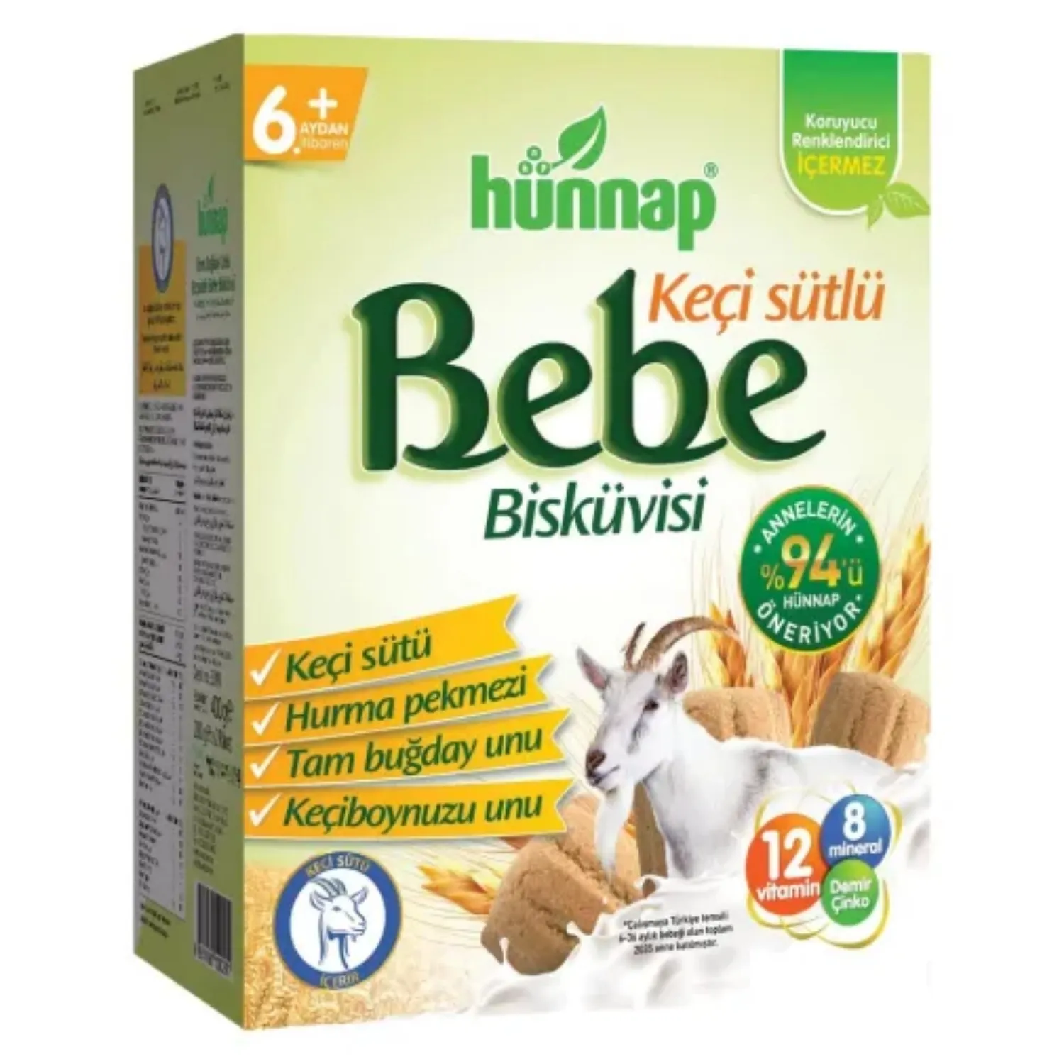 Hünnap Keçi Sütlü Bebek Bisküvisi 400 gr x2