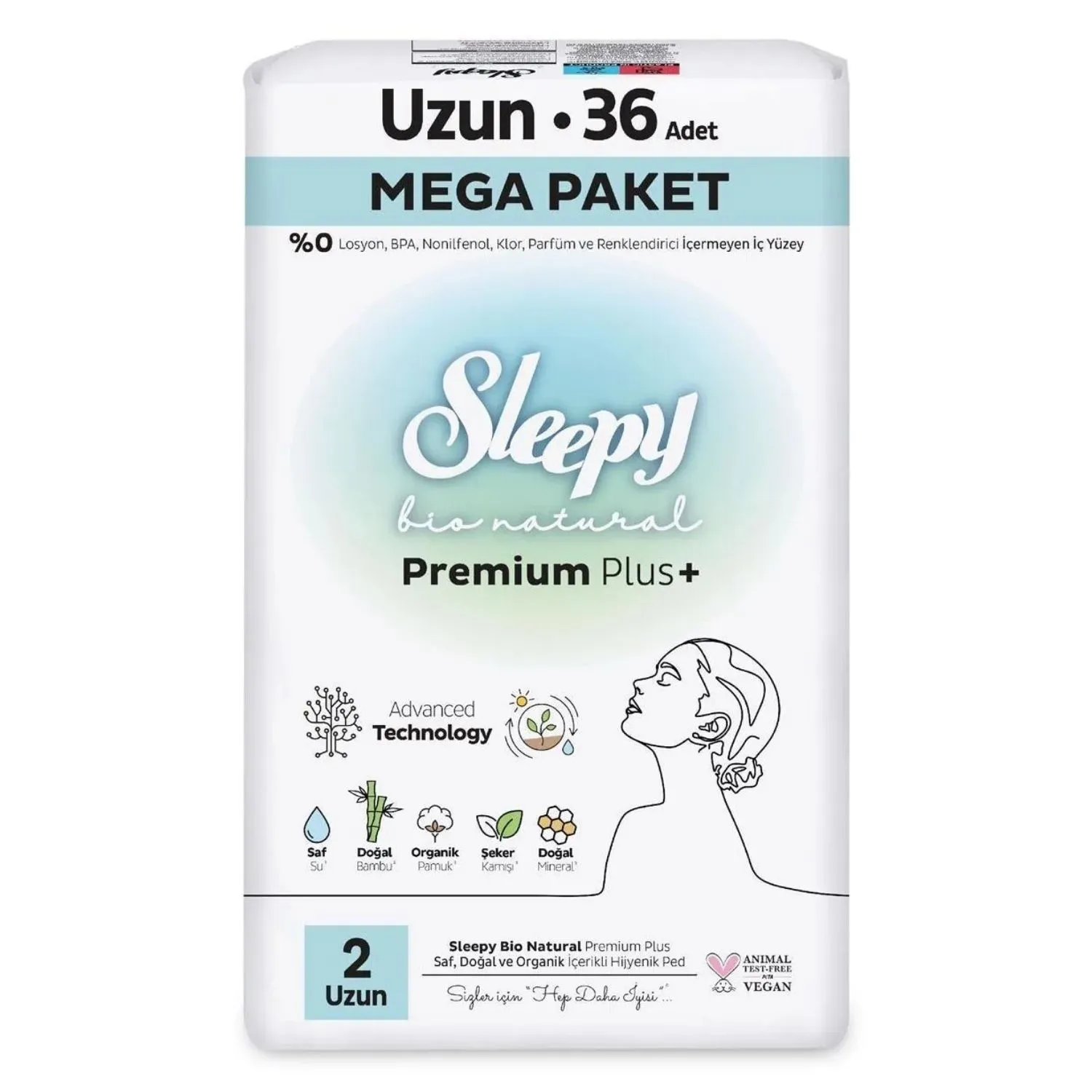 Sleepy Bio Natural Hijyenik Ped Uzun Mega Paket 36 Adet