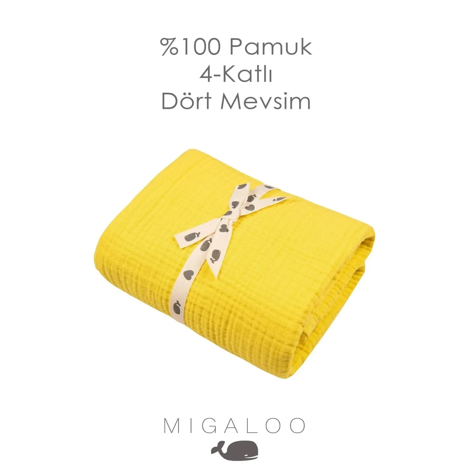 Mixi Baby Müslin Örtü Dört Katlı 90x120 cm Hardal