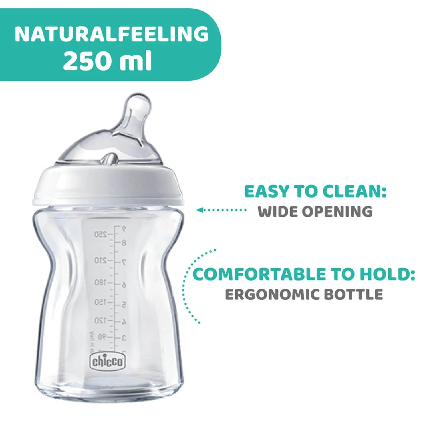 Chicco Natural Feeling Silikon Emzikli Cam Biberon 250 ml 0+ Ay