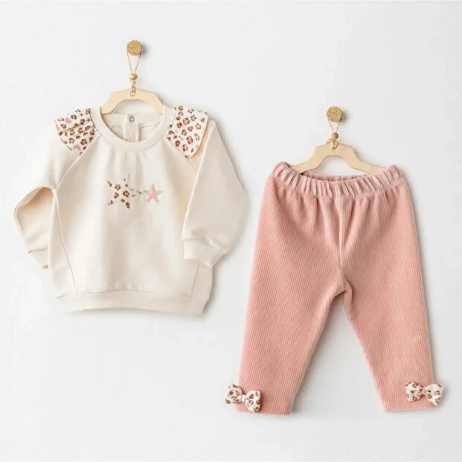 Andy Wawa 2li Takım Little Leopard Ekru - Pembe