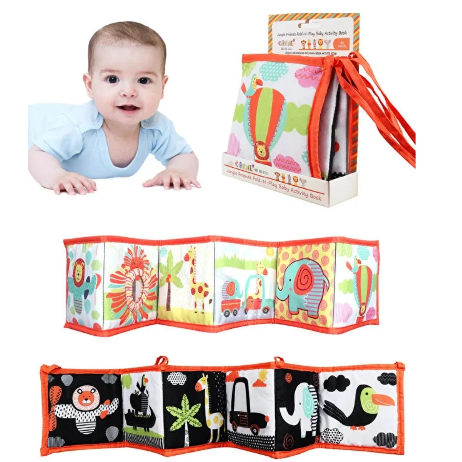 Carnival Baby&Kids Katlanan Bebek Aktivite Kitabı - Yüksek Kontrastlı Tasarım