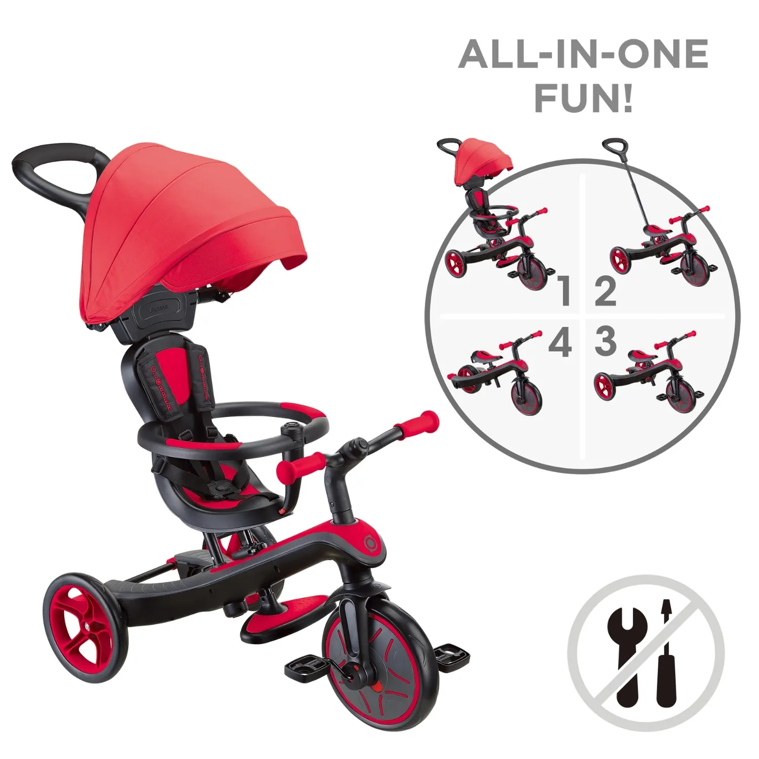 Globber Explorer 4in1 Bisiklet - Kırmızı