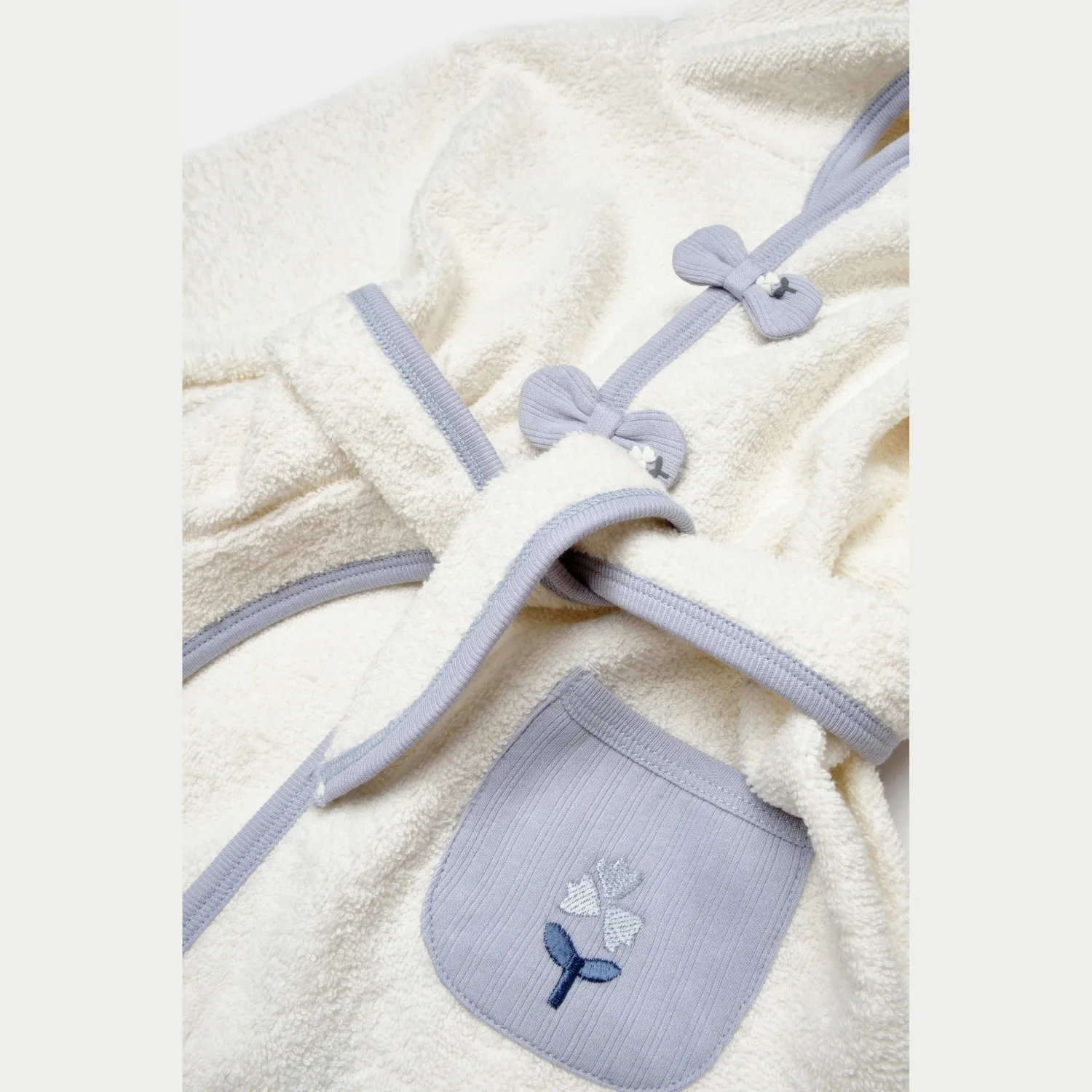 Bibaby Organik Bornoz Love Floral Ekru - Lila