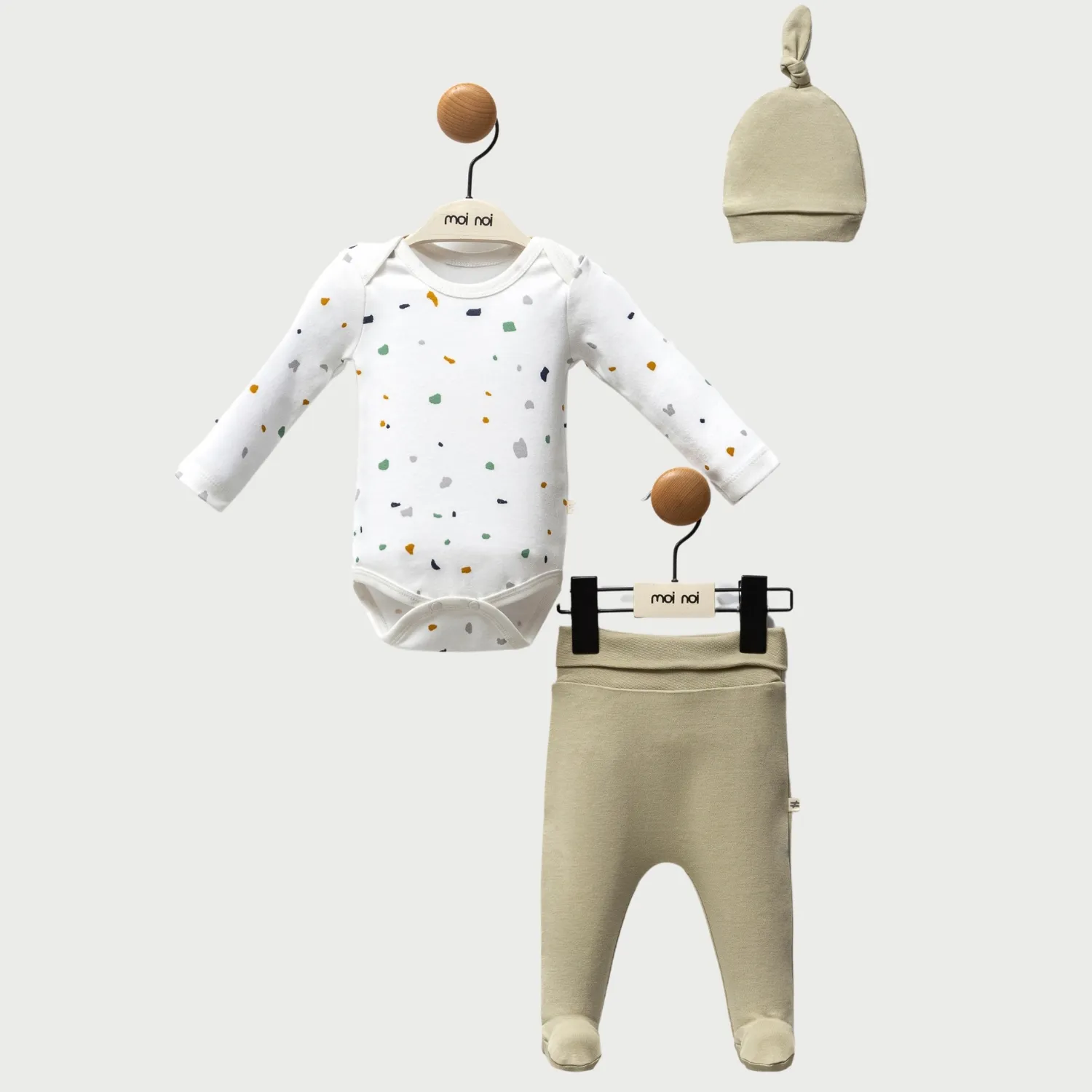 Moi Noi 2li Takım Bodyli Desenli Haki