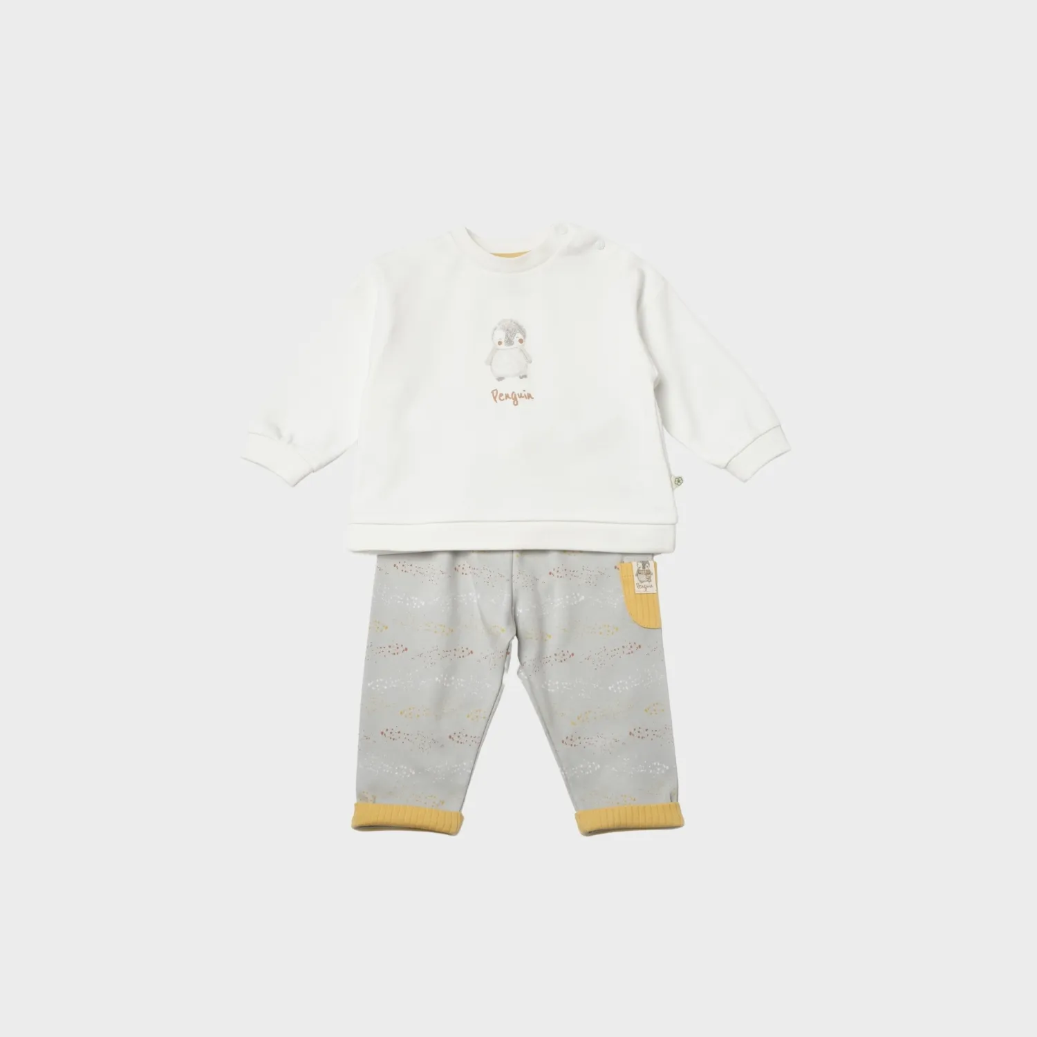 Bibaby Organik 2li Takım Penguin Club Ekru - Gri