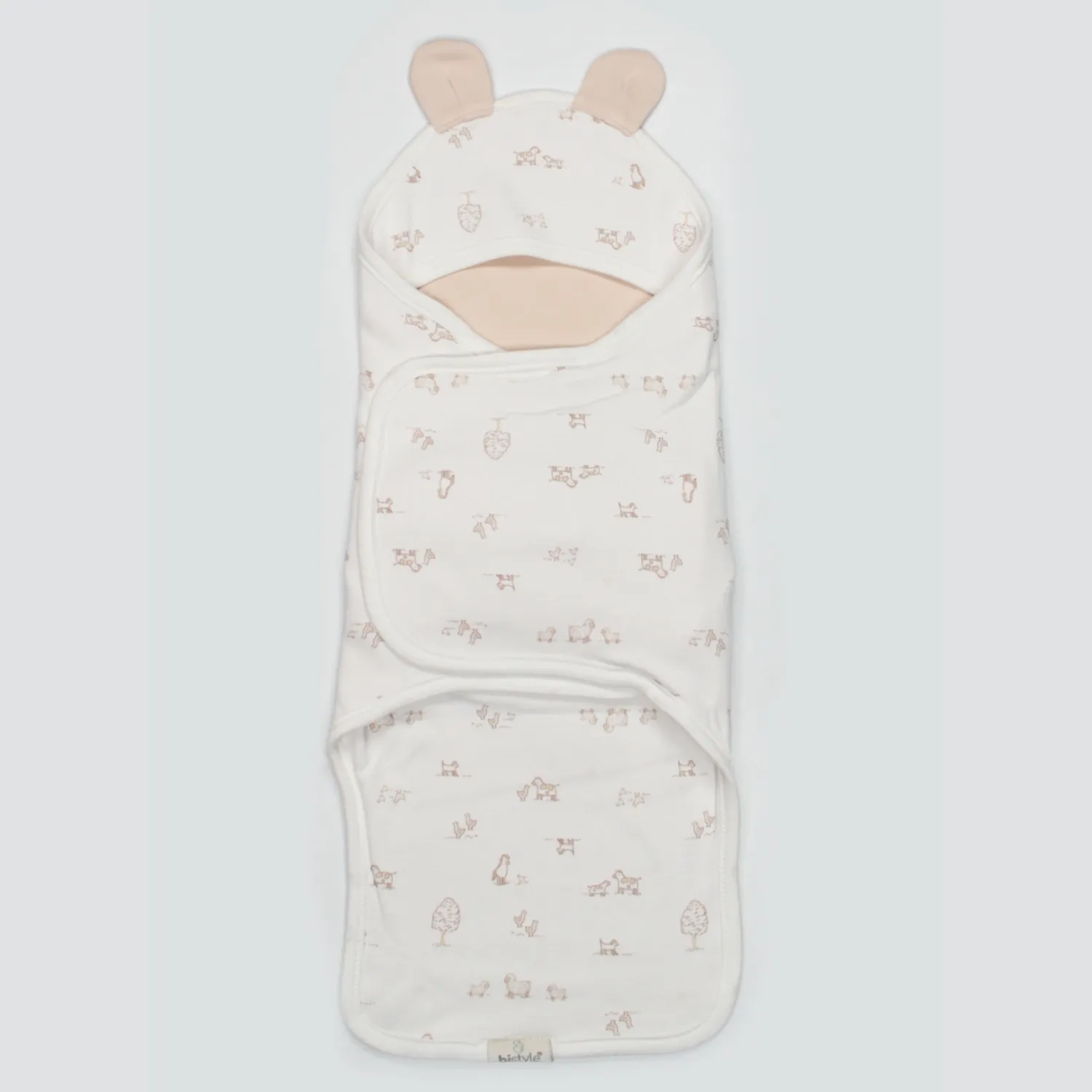 Bistyle Bel Destekli Kundak Curly Lamb Bej - Mavi - Ekru