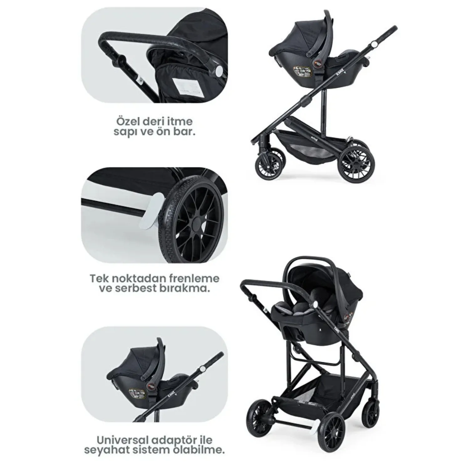 Kanz Echo Travel Sistem Bebek Arabası Siyah