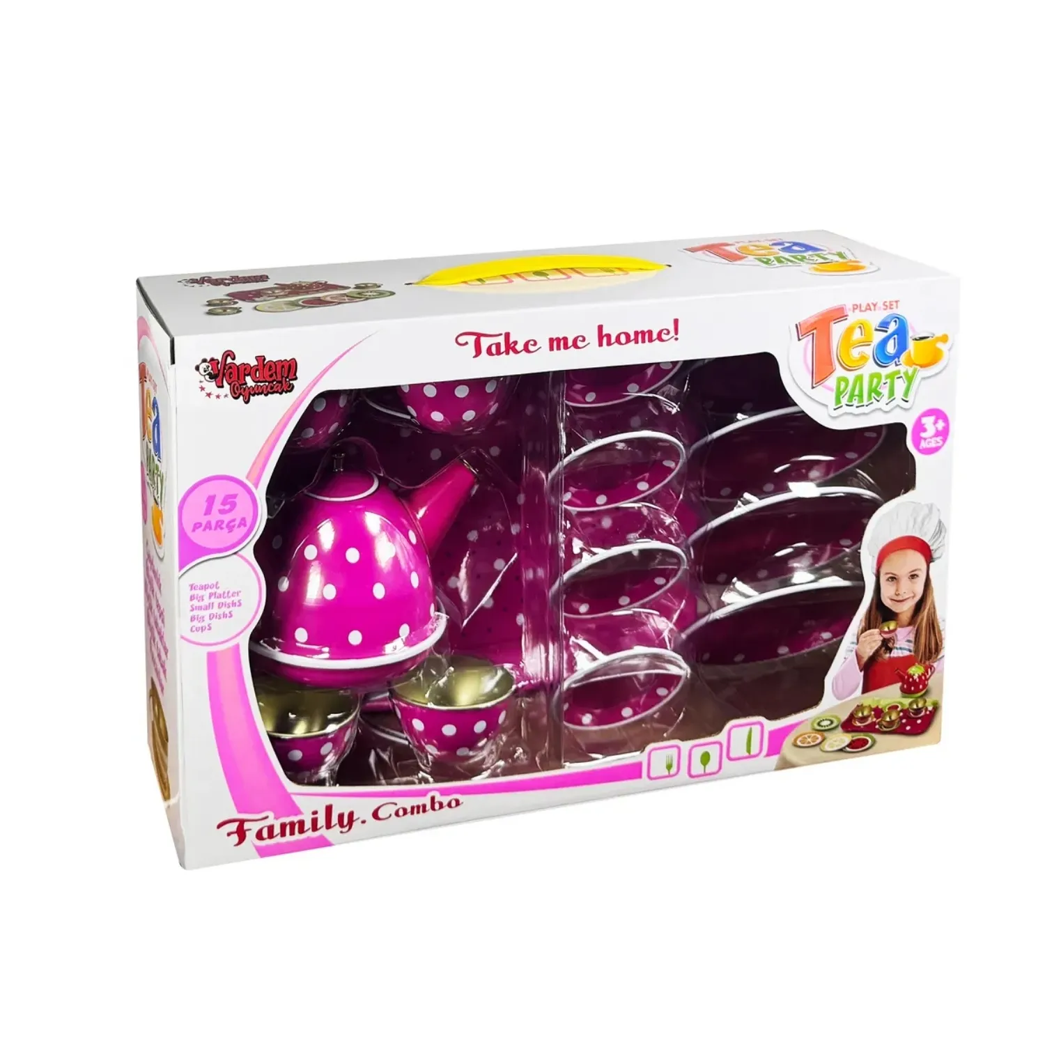 Vardem Puantiye'li Renkli Metal Çay Set 14 Parça