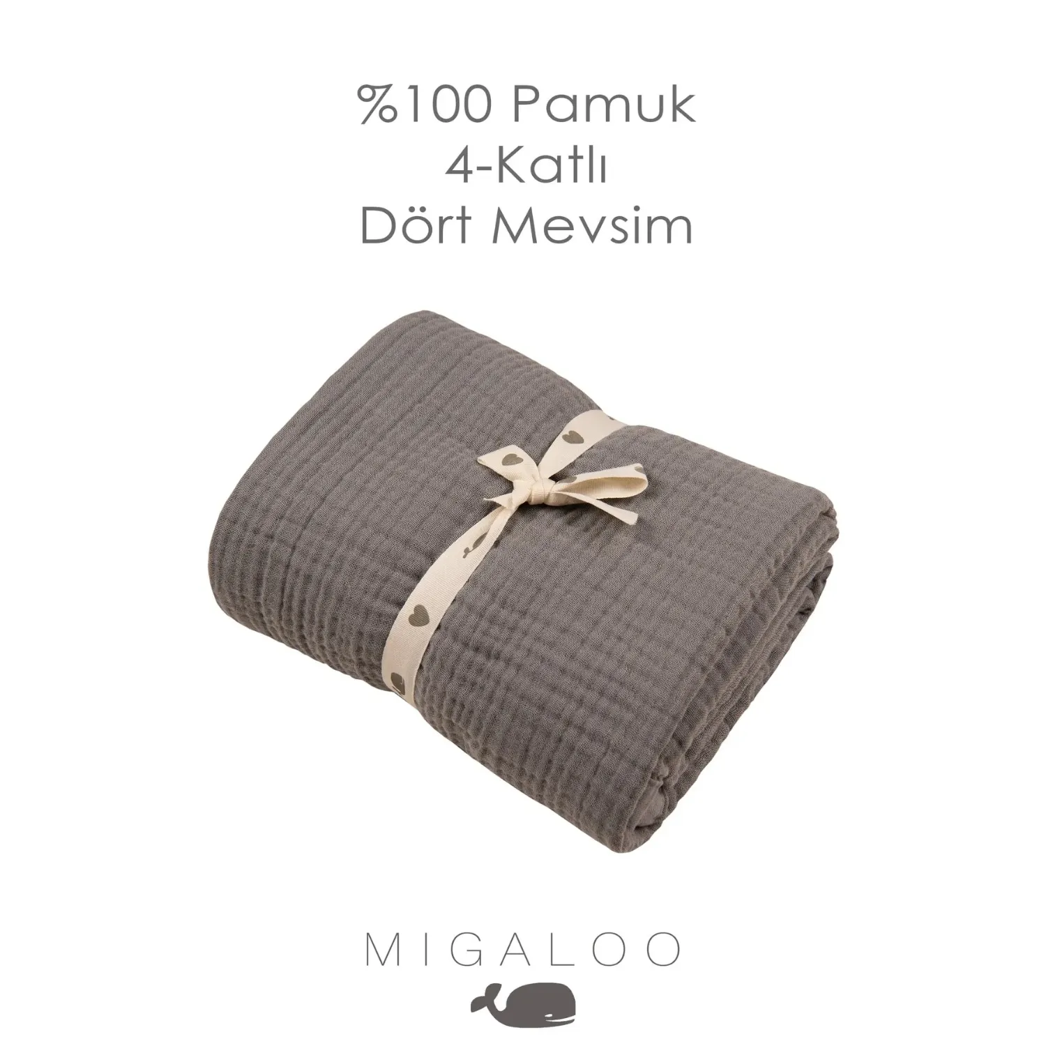 Mixi Baby Müslin Örtü Dört Katlı 90x120 cm Gri