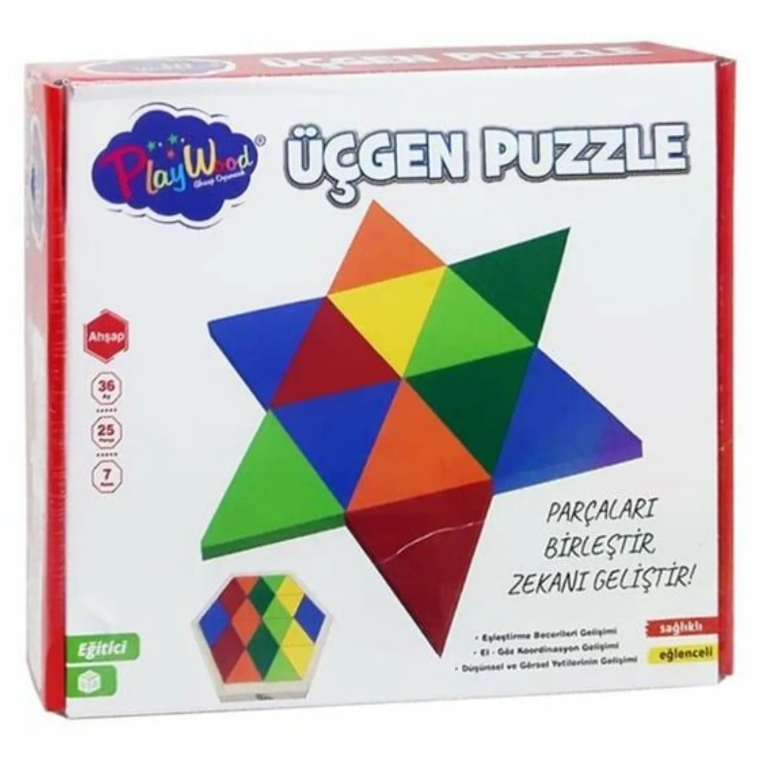 Kutuda 24 Parça Ahşap Üçgen Puzzle