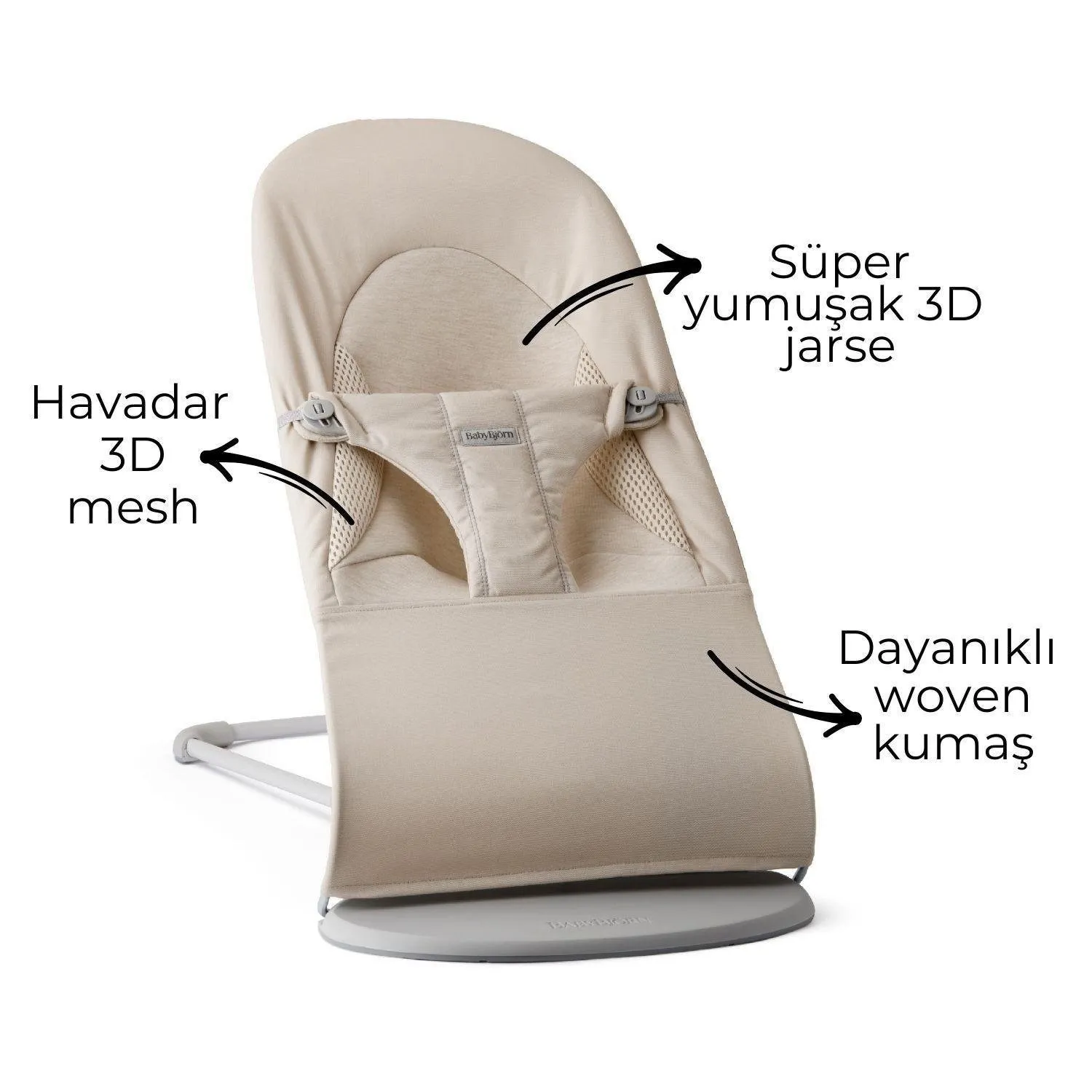 Babybjörn Balance Soft Ana Kucağı Oyuncaklı Woven Cotton Jersey Tri Fabric Light Beige