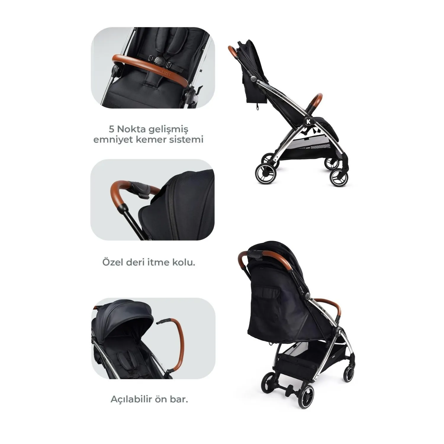 Kanz XFlip Travel Sistem Bebek Arabası Deeply Black