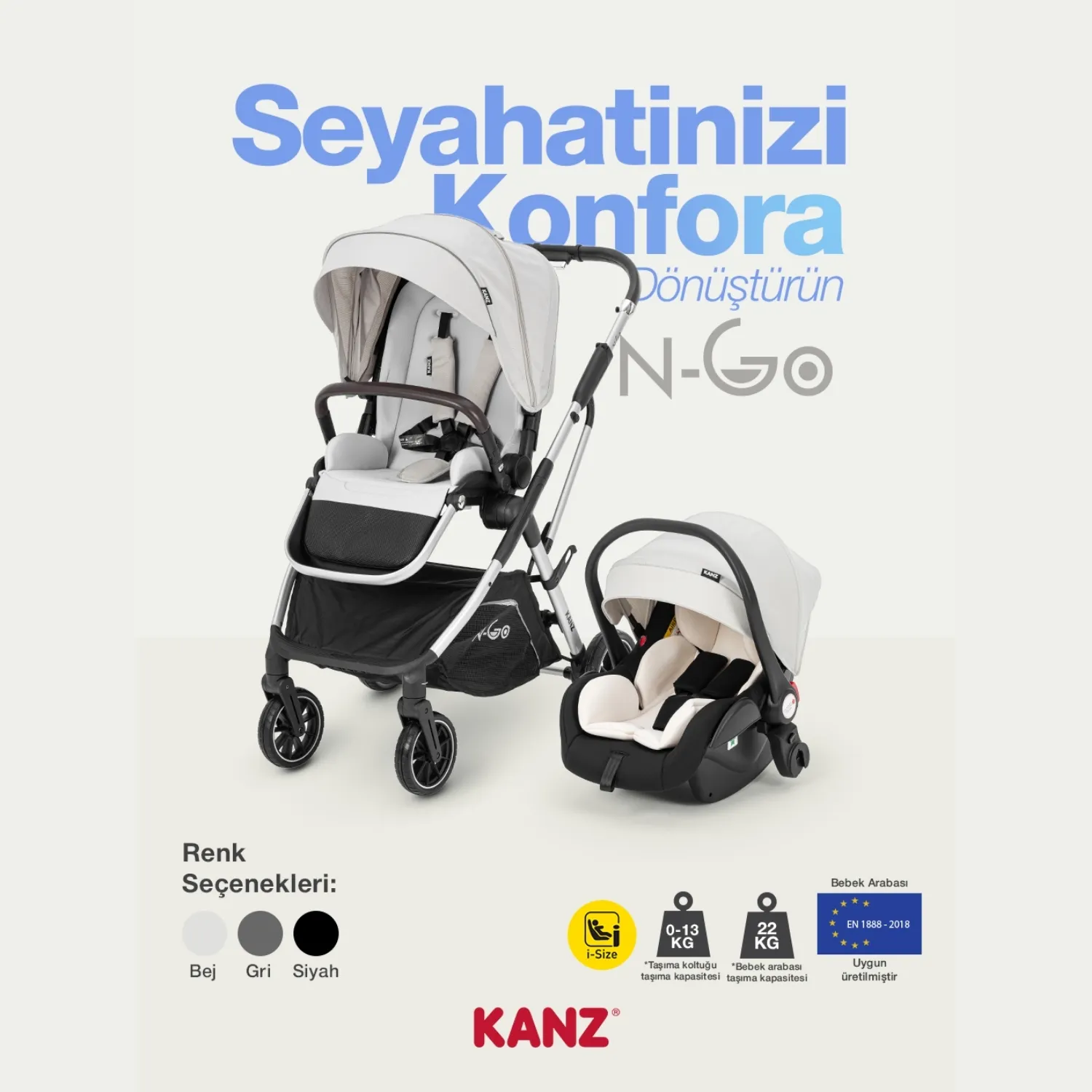 Kanz N-Go Travel Sistem Bebek Arabası Bej