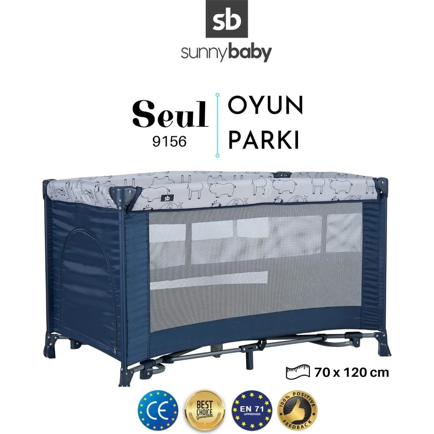 Sunny Baby 9156 Seul Oyun Parkı 70x120 cm Lacivert