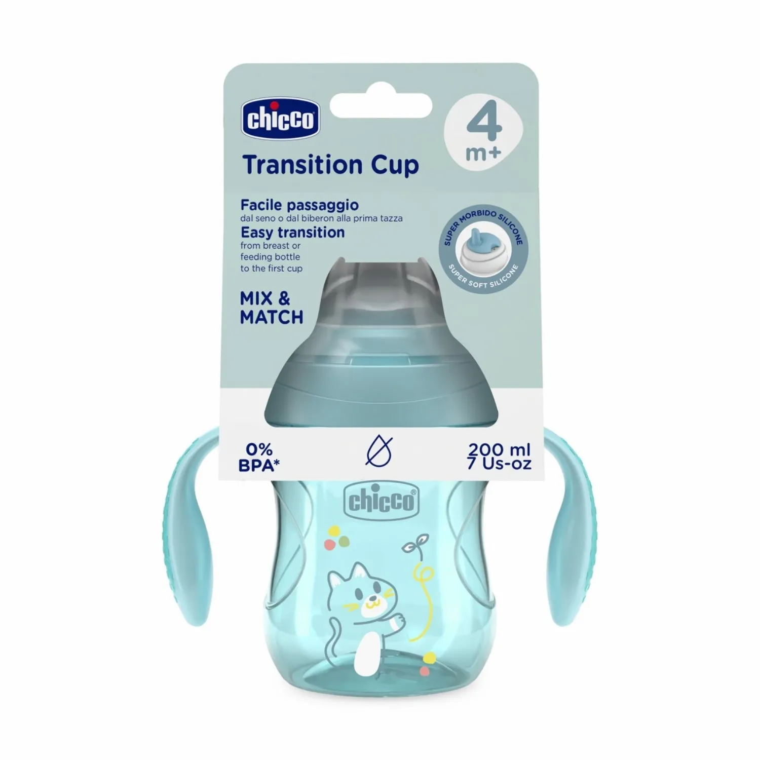 Chicco Yumuşak Uçlu Geçiş Bardağı 4+ Ay Erkek Yeni