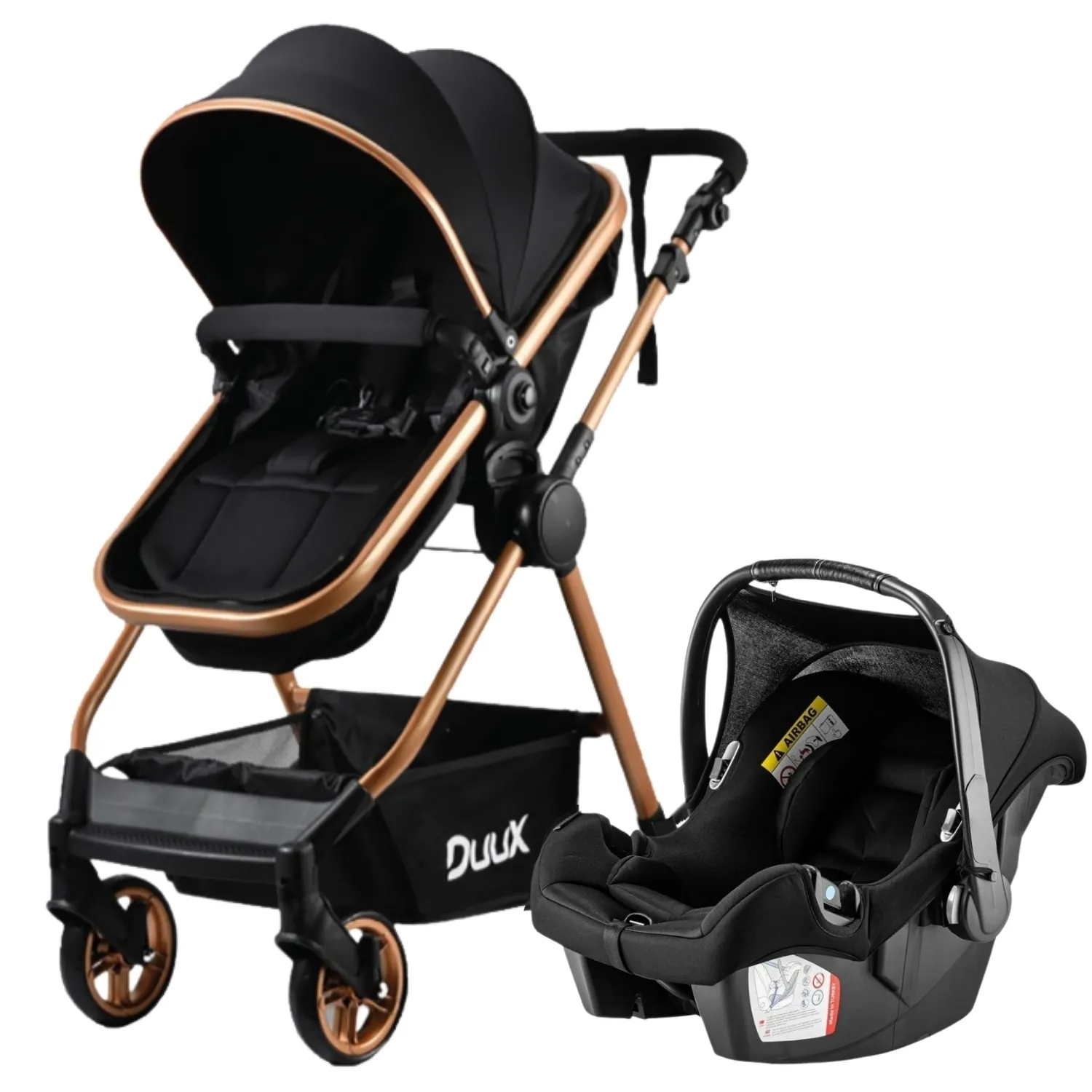 Duux Apex Plus Travel Sistem Bebek Arabası Gold Siyah
