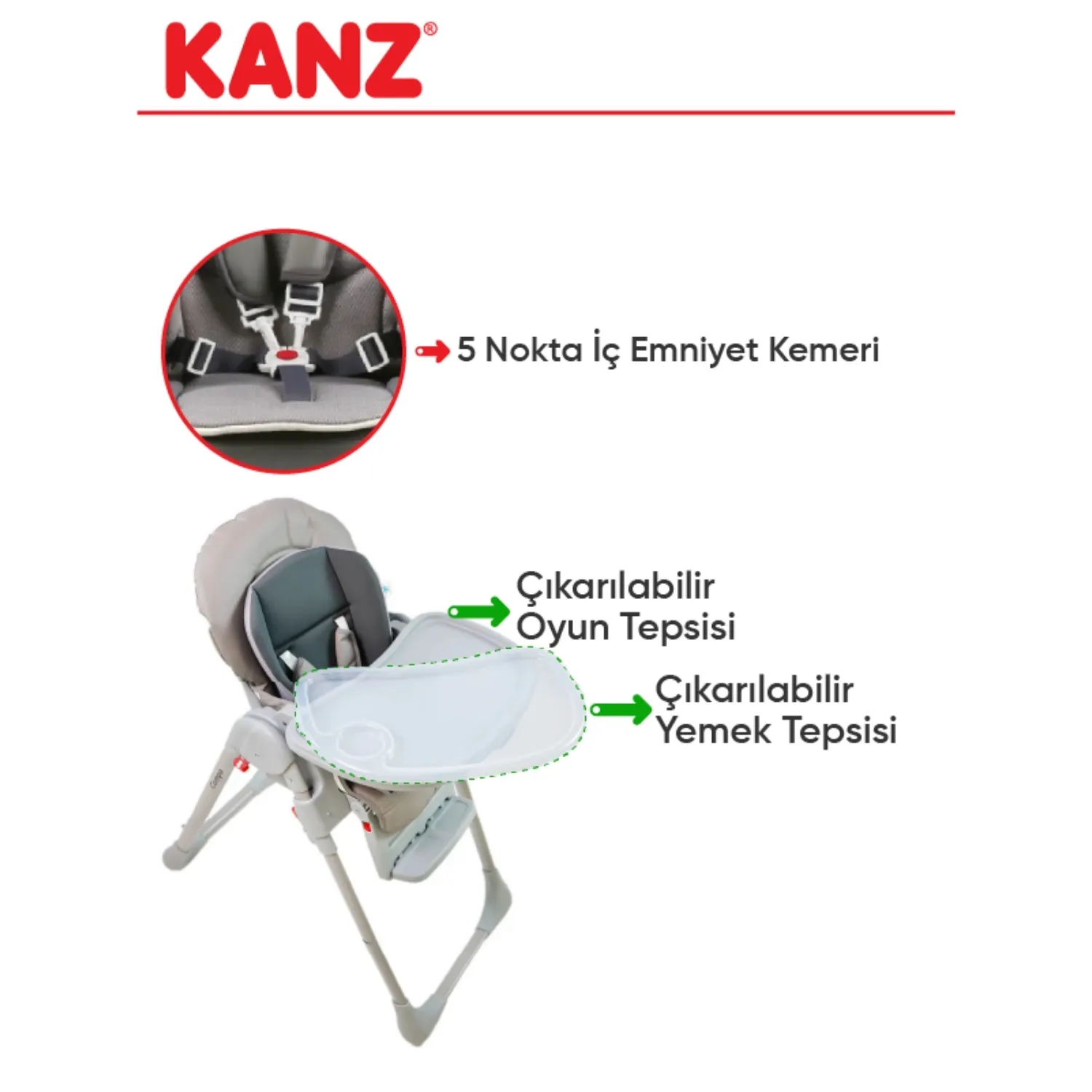 Kanz Campo Mama Sandalyesi Grey