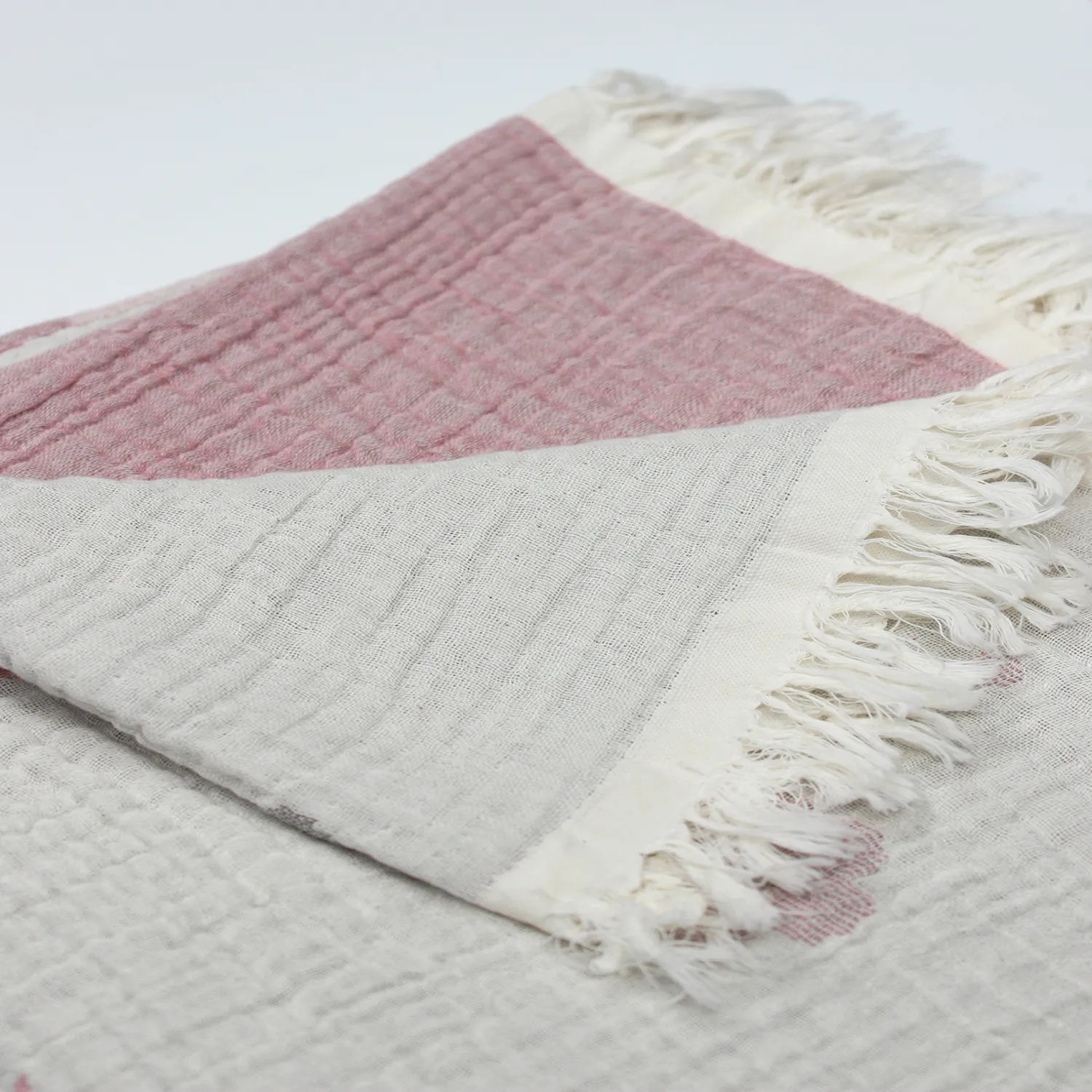 Bistyle Müslin Battaniye Jakarlı Soft White 110x110cm Pembe