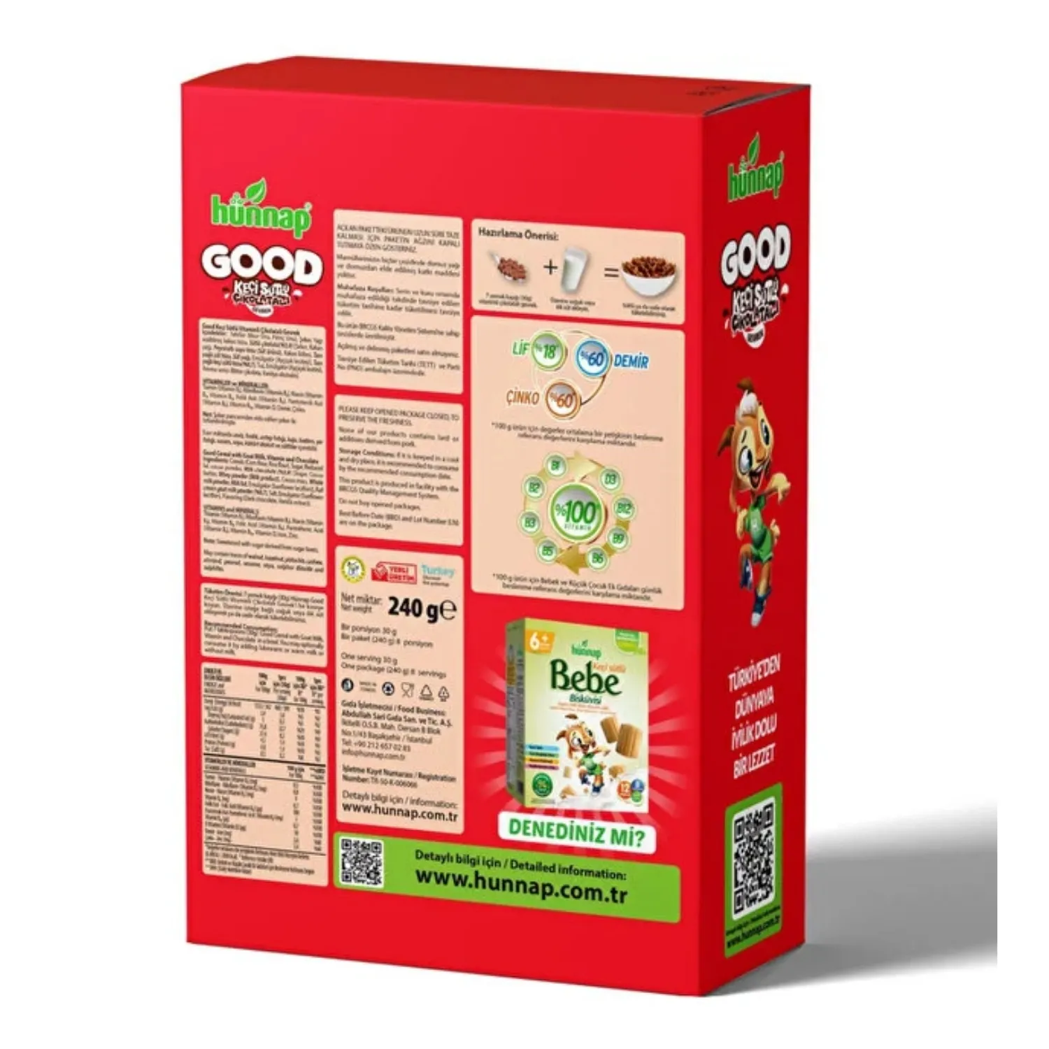 Hünnap Good Keçi Sütlü Çikolatalı Gevrek 240 gr Hünnap Good Keçi Sütlü Çikolatalı Gevrek 240 gr