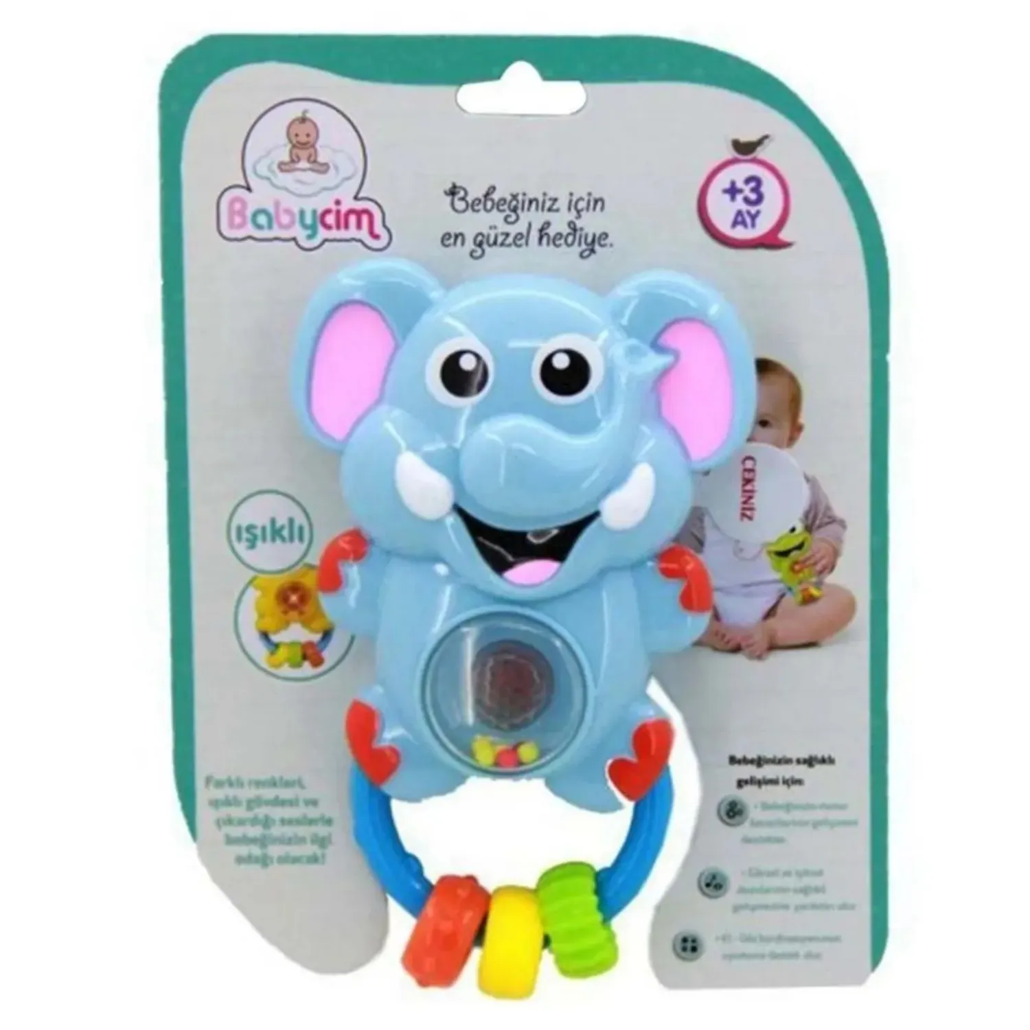 Babycim Neşeli Sesli Pilli Fil Çıngırak