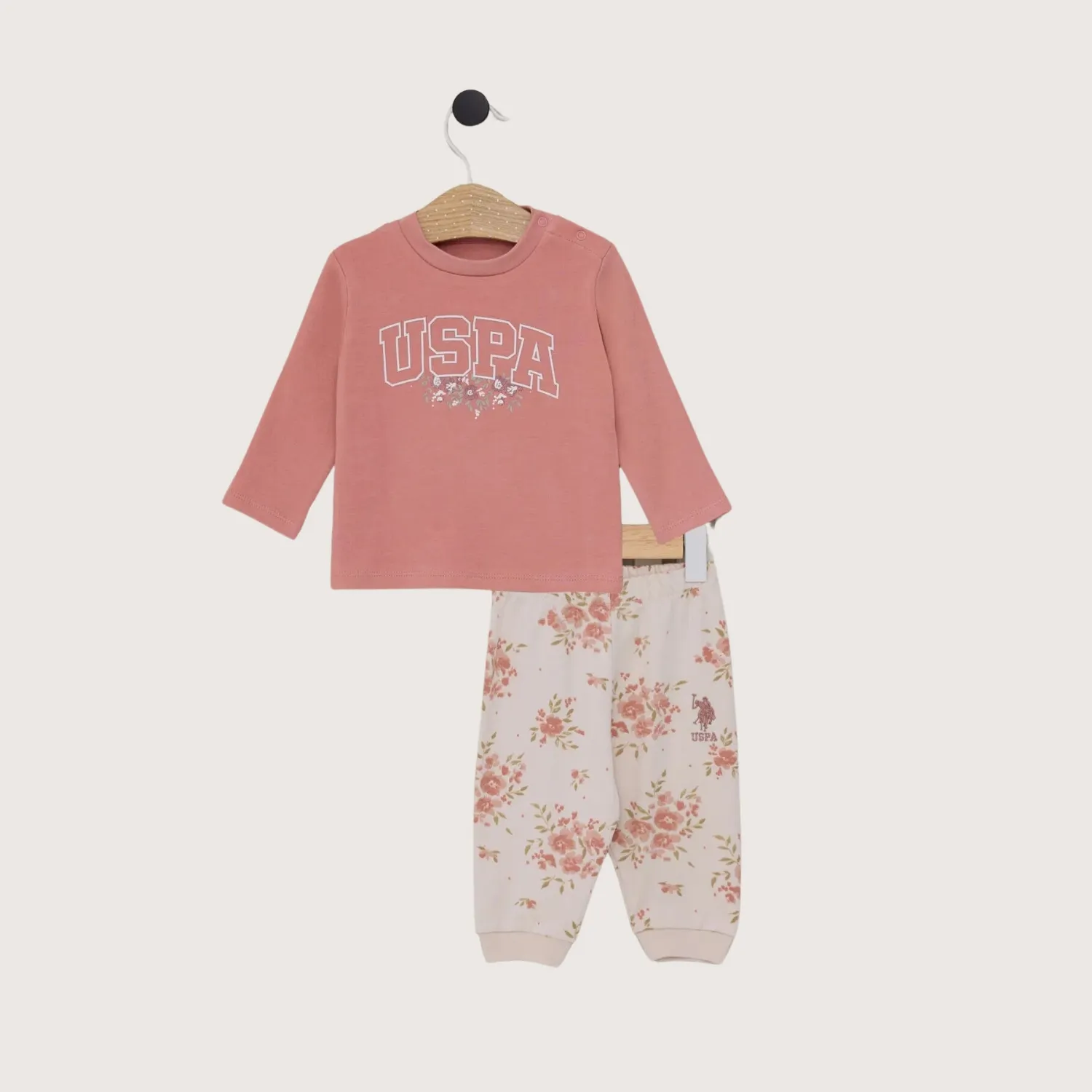 U.S. Polo 2li Takım Uzun Kol Retro Pembe