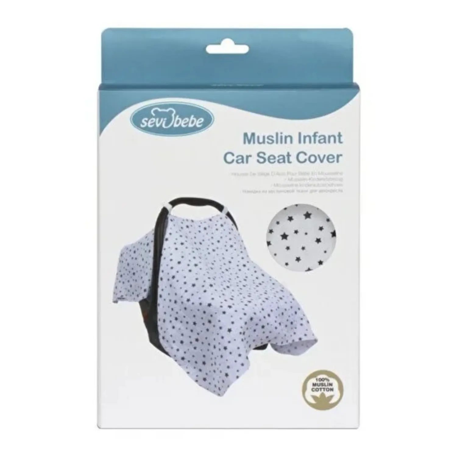 Sevi Bebe Müslin Ana Kucağı Örtüsü Yıldızlı Gri