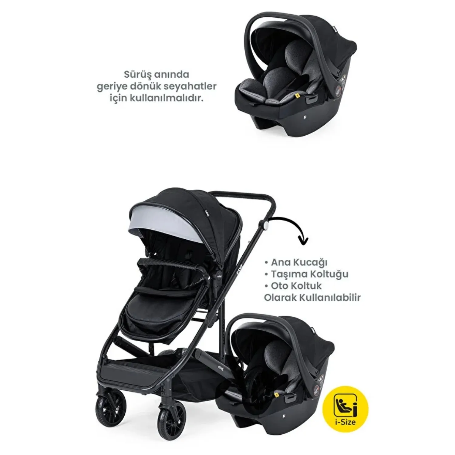 Kanz Echo Travel Sistem Bebek Arabası Siyah