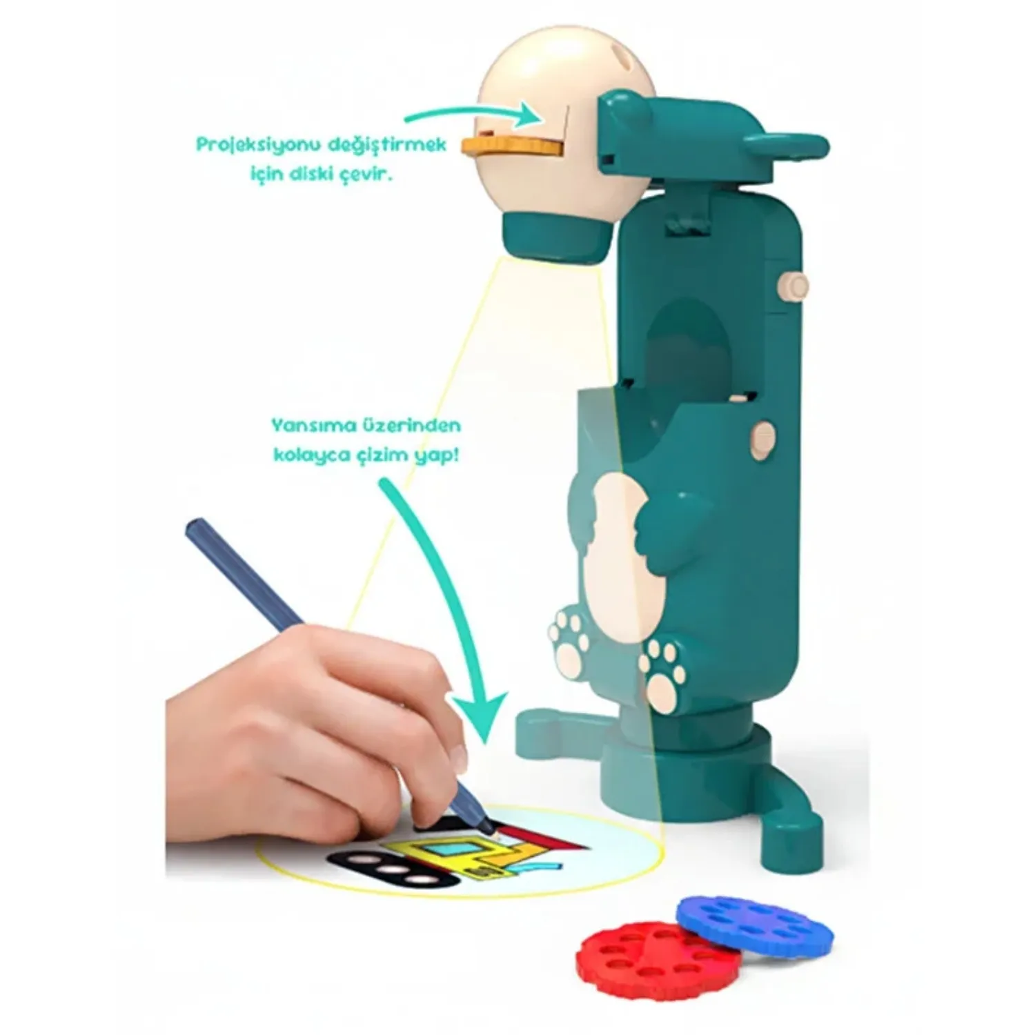 Gokidy Eğitici Projeksiyonlu Çizim Oyuncağı | 6 Renkli Slayt Diskli