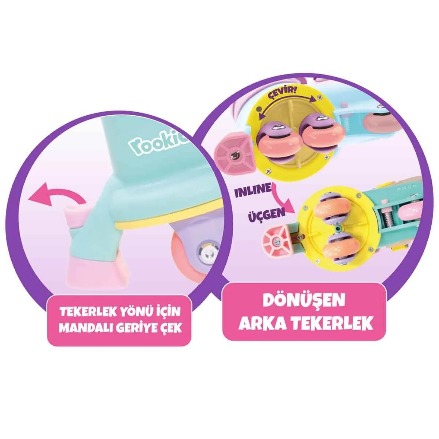 Ayarlanabilir Dönüşen Tekerlekli 2 IN 1 Twisty Paten Pembe