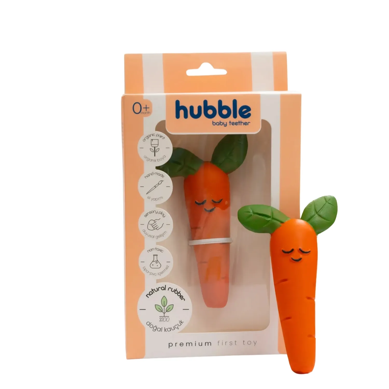 Hubble Doğal Bebek Diş Kaşıyıcı Ve Oyuncağı Havuç