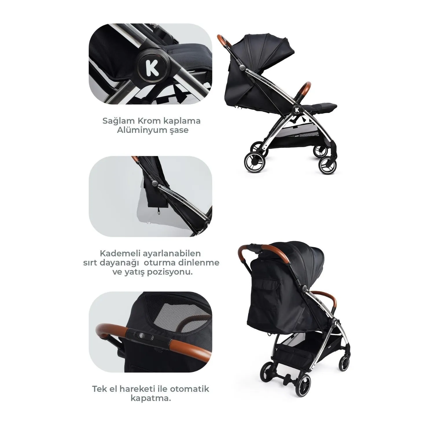 Kanz XFlip Travel Sistem Bebek Arabası Deeply Black
