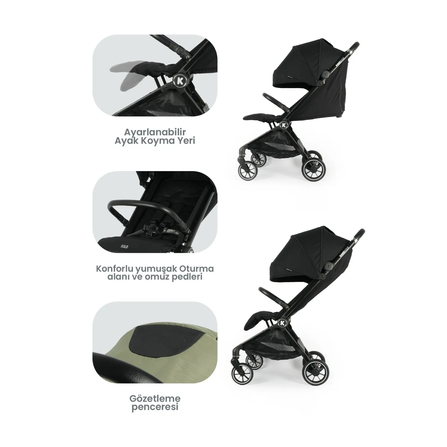 Kanz Bold Bebek Arabası Iron Black