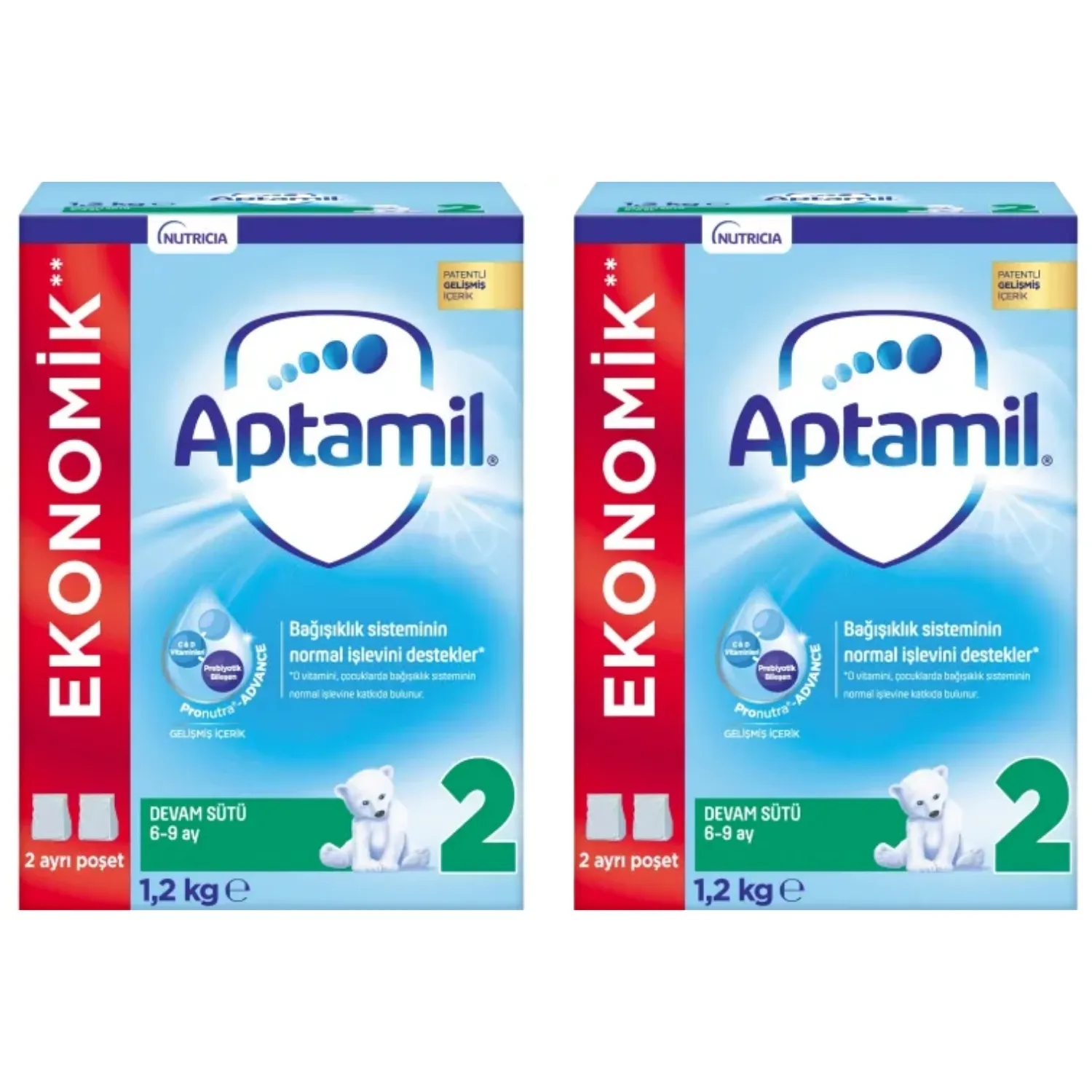 Aptamil 2 Devam Sütü 1200 Gr x2