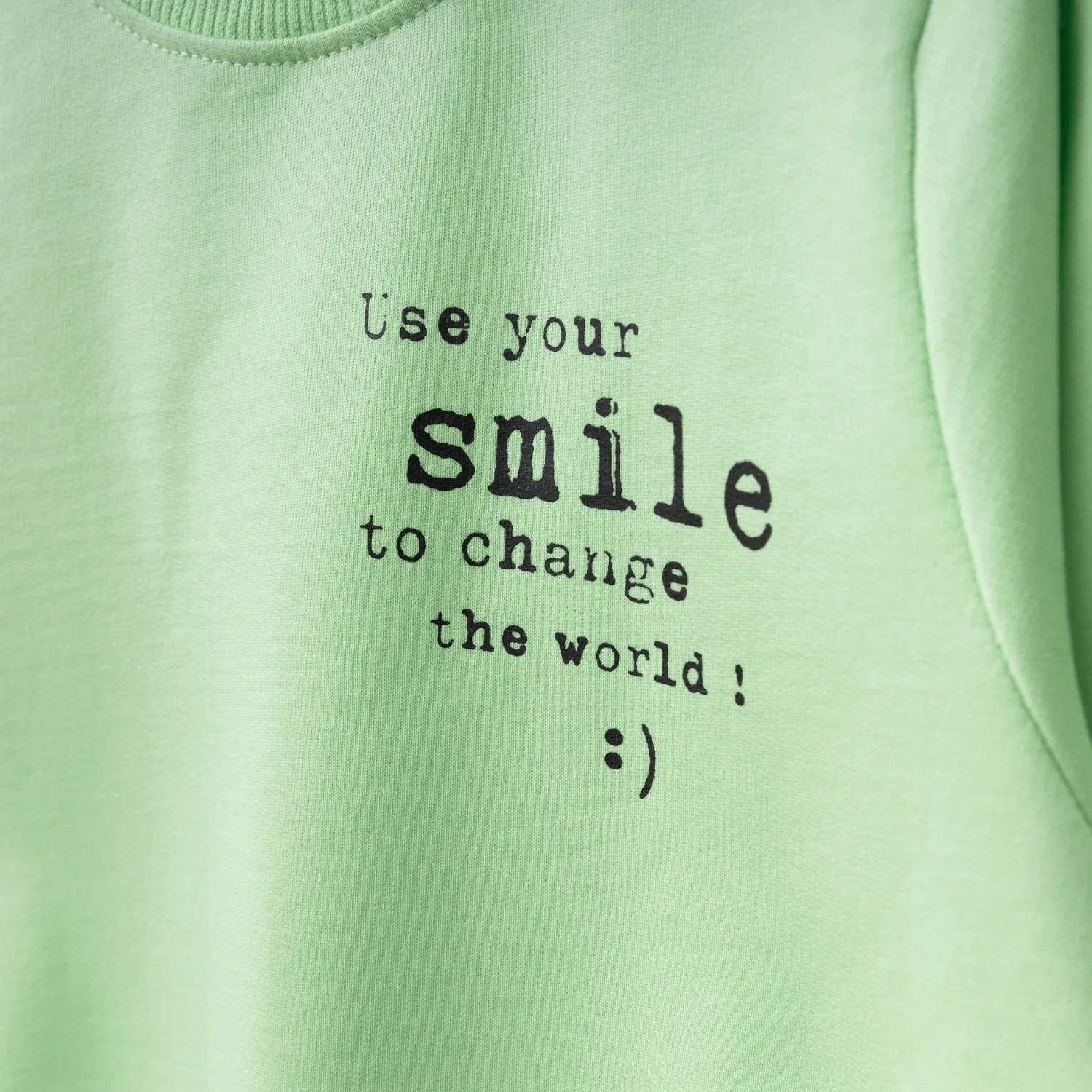 Bebolly Sweatshirt Smile Baskılı Fıstık Yeşili