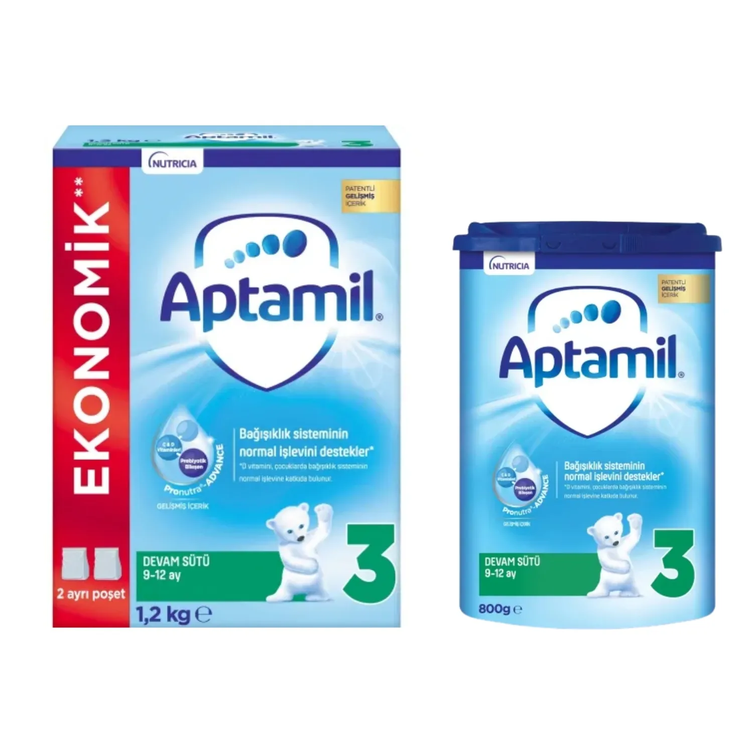Aptamil 3 Devam Sütü 1200 Gr + 800 gr 